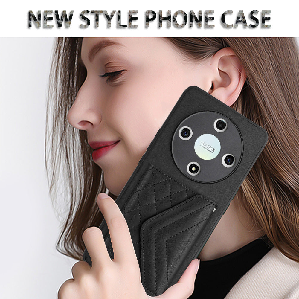YB Leather Coating Series-8 For Honor X9b 5G / Magic6 Lite 5G Kickstand Case RFID Blocking Card Slots Phone Cover