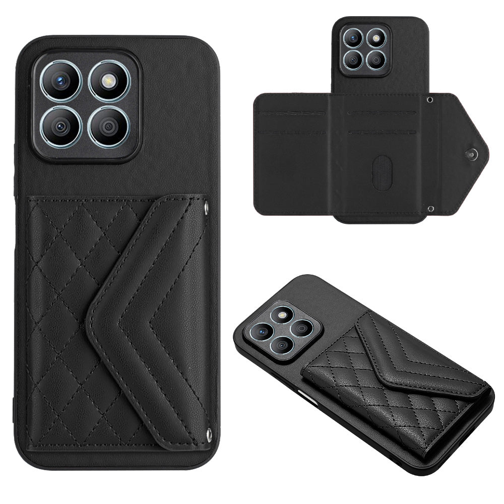 YB Leather Coating Series-8 For Honor X8b 4G Case RFID Blocking Card Slots Kickstand Phone Cover