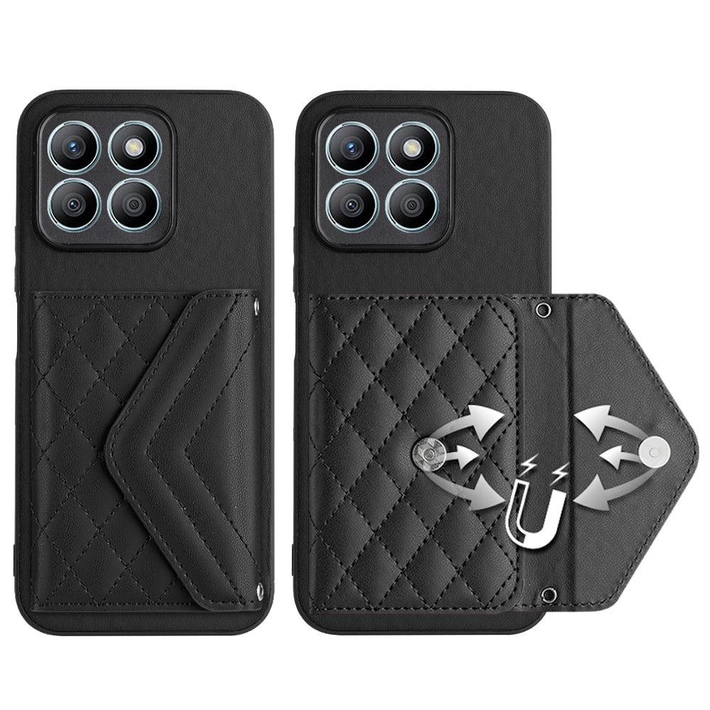 YB Leather Coating Series-8 For Honor X8b 4G Case RFID Blocking Card Slots Kickstand Phone Cover