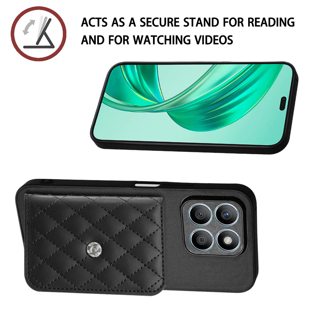 YB Leather Coating Series-8 For Honor X8b 4G Case RFID Blocking Card Slots Kickstand Phone Cover