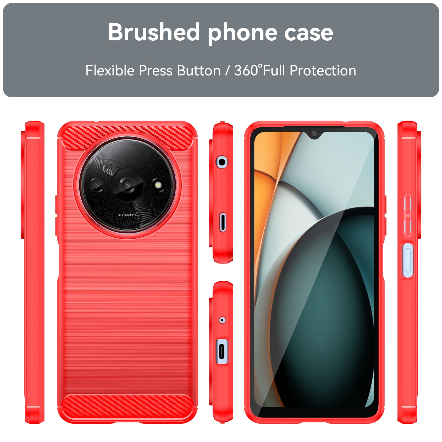 For Xiaomi Redmi A3 / Poco C61 4G TPU Case Brushed Carbon Fiber Texture Phone Cover