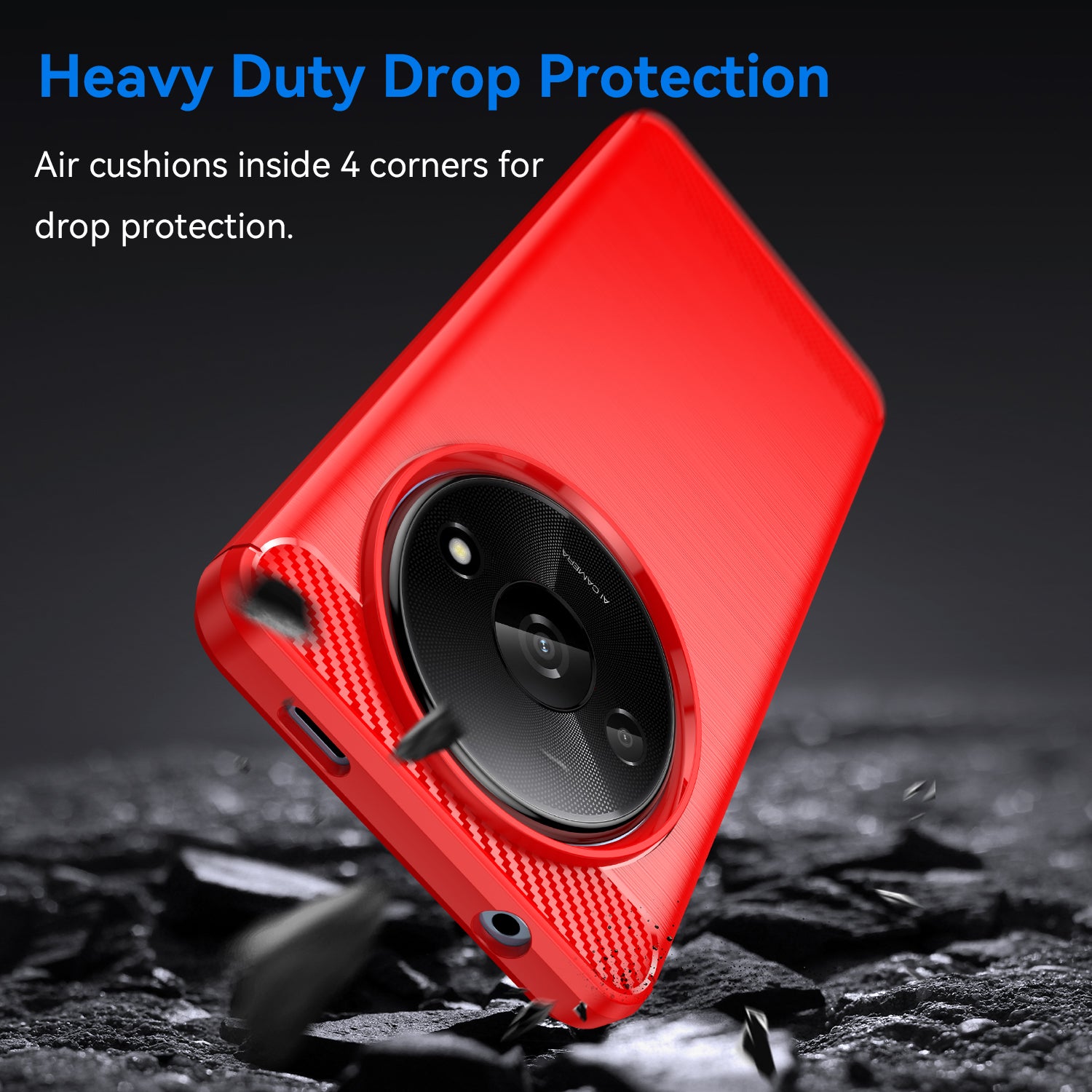 For Xiaomi Redmi A3 / Poco C61 4G TPU Case Brushed Carbon Fiber Texture Phone Cover