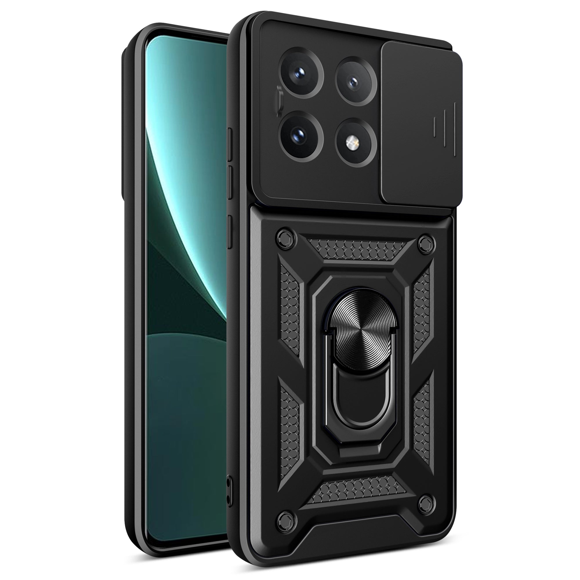 For Xiaomi Poco X6 Pro 5G / Redmi K70E 5G Case PC+TPU Anti-drop Phone Cover with Slide Lens Window