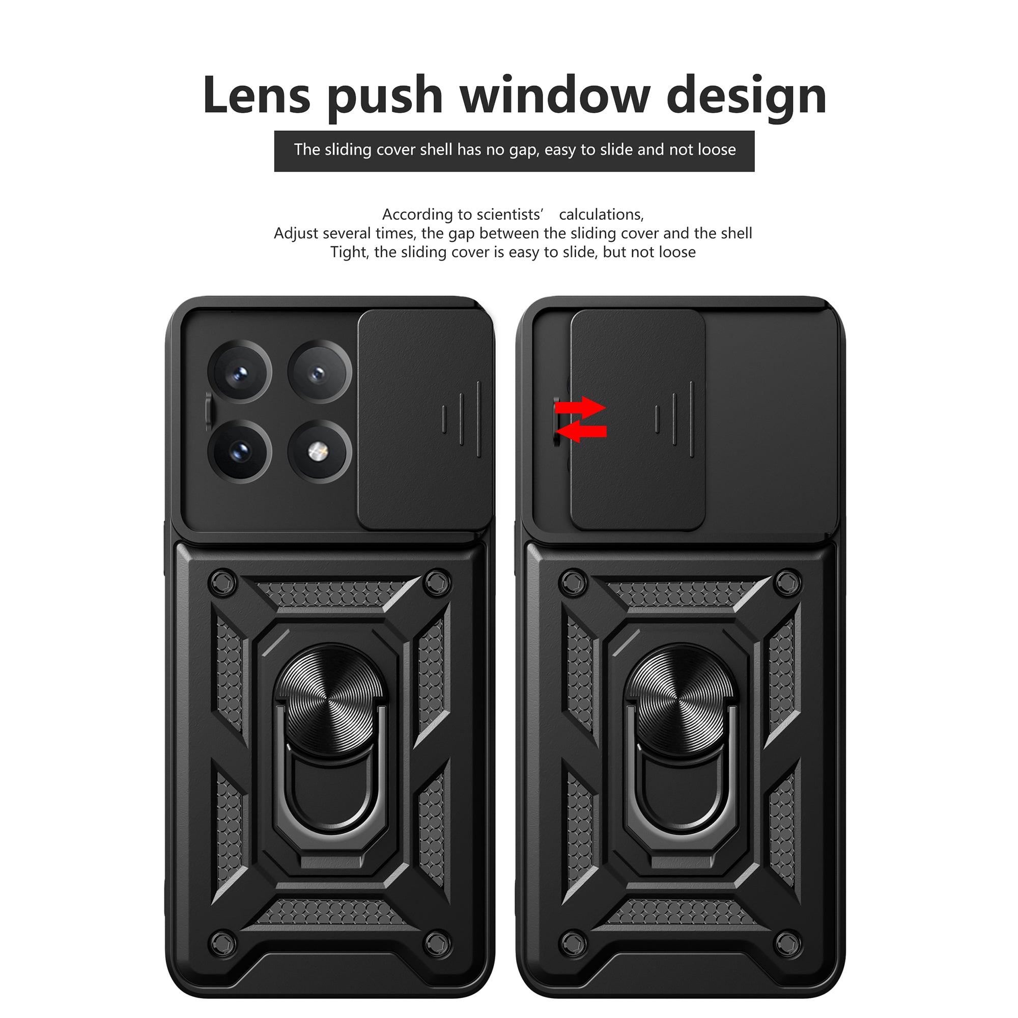 For Xiaomi Poco X6 Pro 5G / Redmi K70E 5G Case PC+TPU Anti-drop Phone Cover with Slide Lens Window