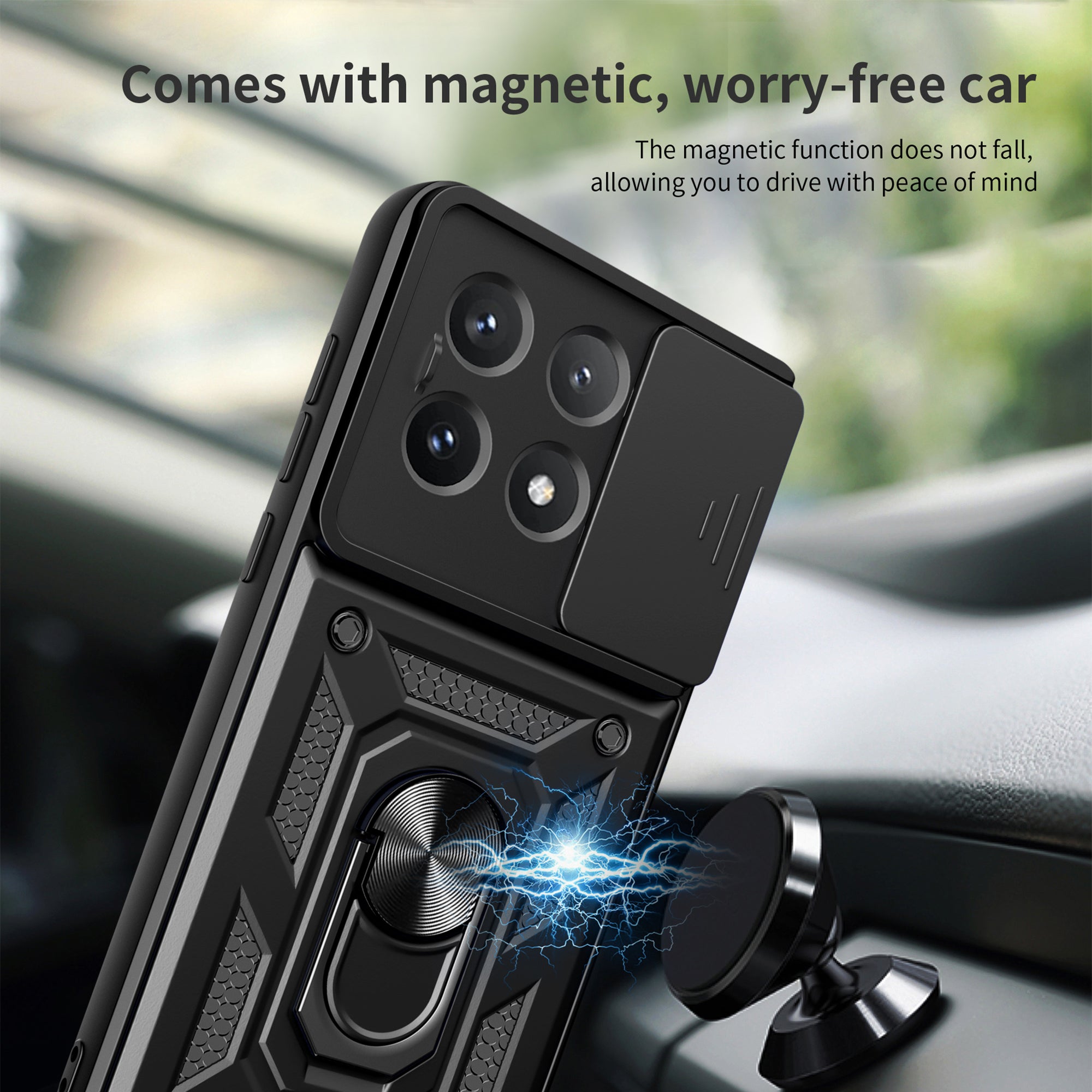 For Xiaomi Poco X6 Pro 5G / Redmi K70E 5G Case PC+TPU Anti-drop Phone Cover with Slide Lens Window