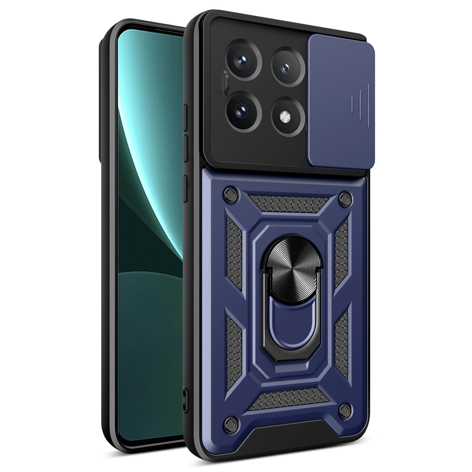 For Xiaomi Poco X6 Pro 5G / Redmi K70E 5G Case PC+TPU Anti-drop Phone Cover with Slide Lens Window