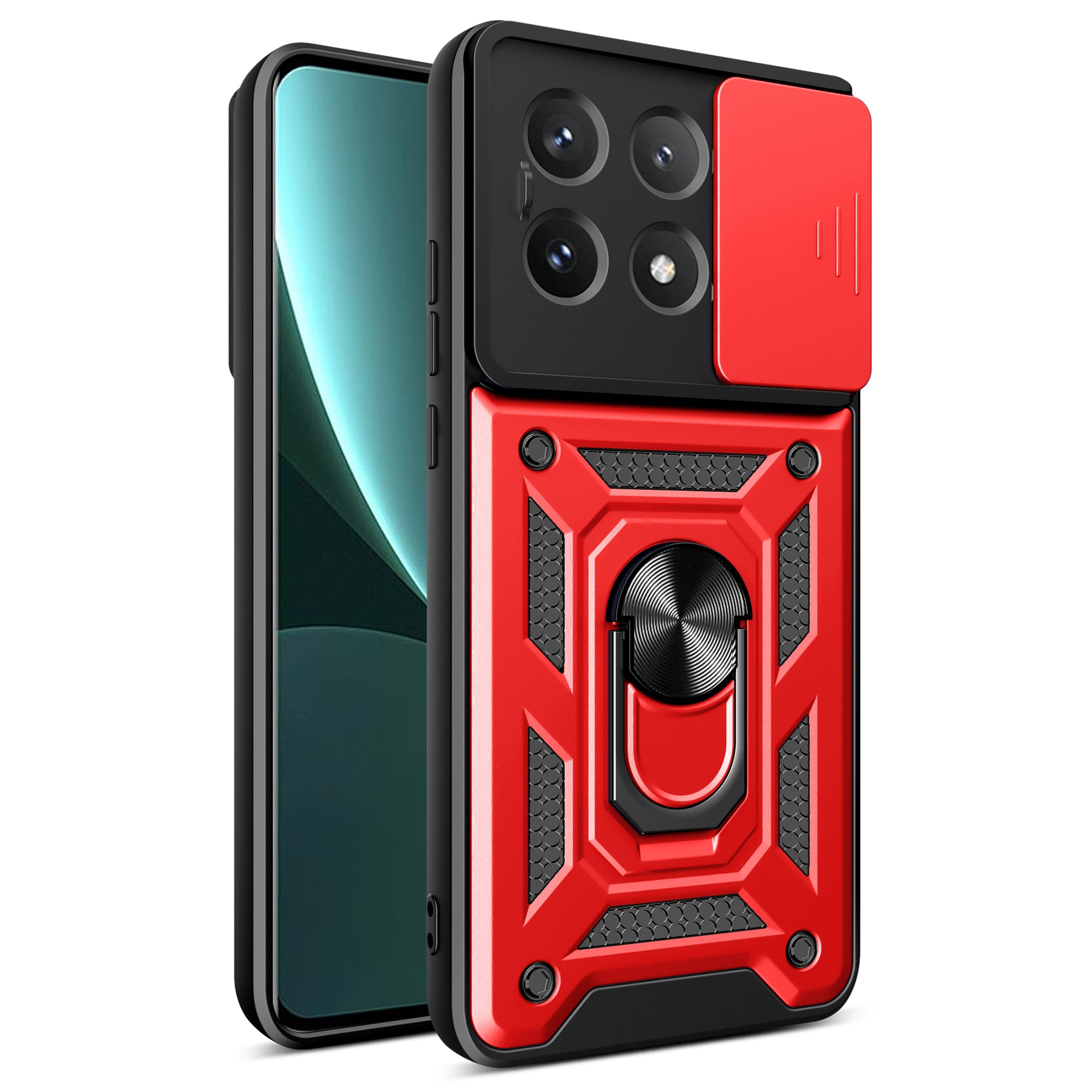 For Xiaomi Poco X6 Pro 5G / Redmi K70E 5G Case PC+TPU Anti-drop Phone Cover with Slide Lens Window