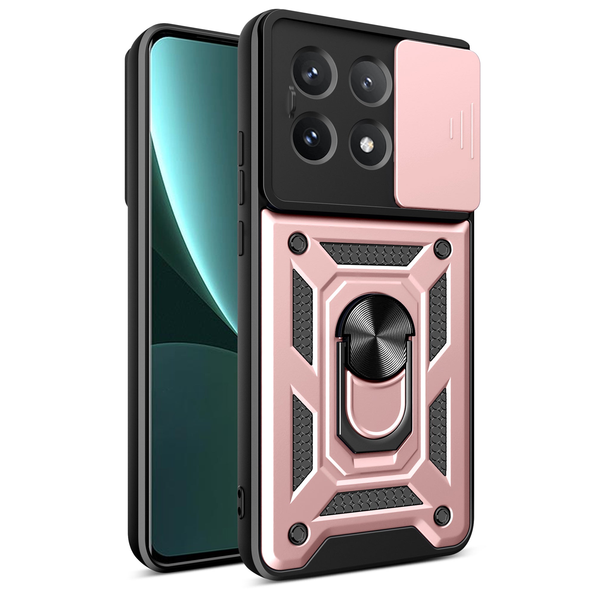 For Xiaomi Poco X6 Pro 5G / Redmi K70E 5G Case PC+TPU Anti-drop Phone Cover with Slide Lens Window