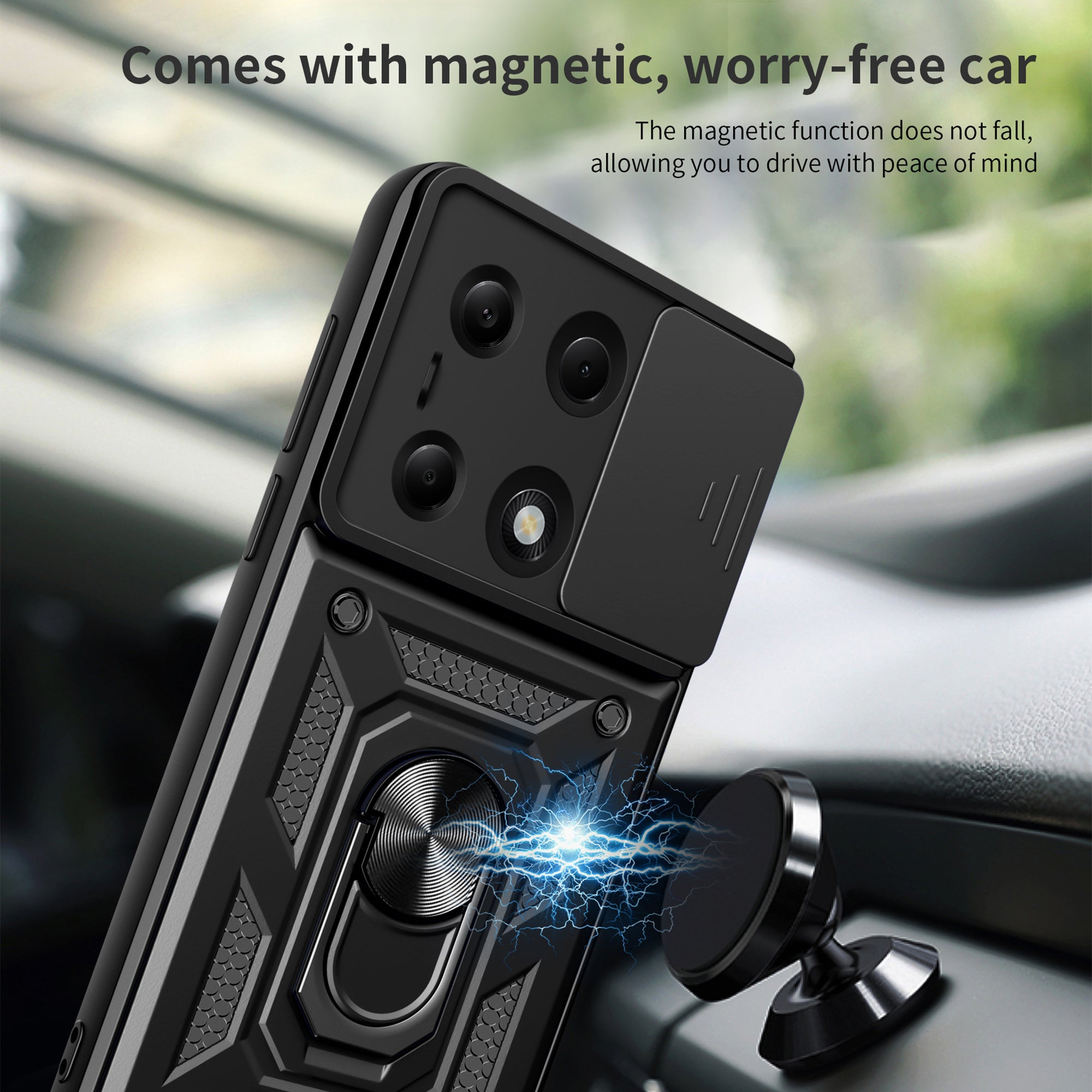 For Xiaomi Redmi Note 13 Pro 4G / Poco M6 Pro 4G Phone Case Slide Lens Guard Bump Proof PC+TPU Shell