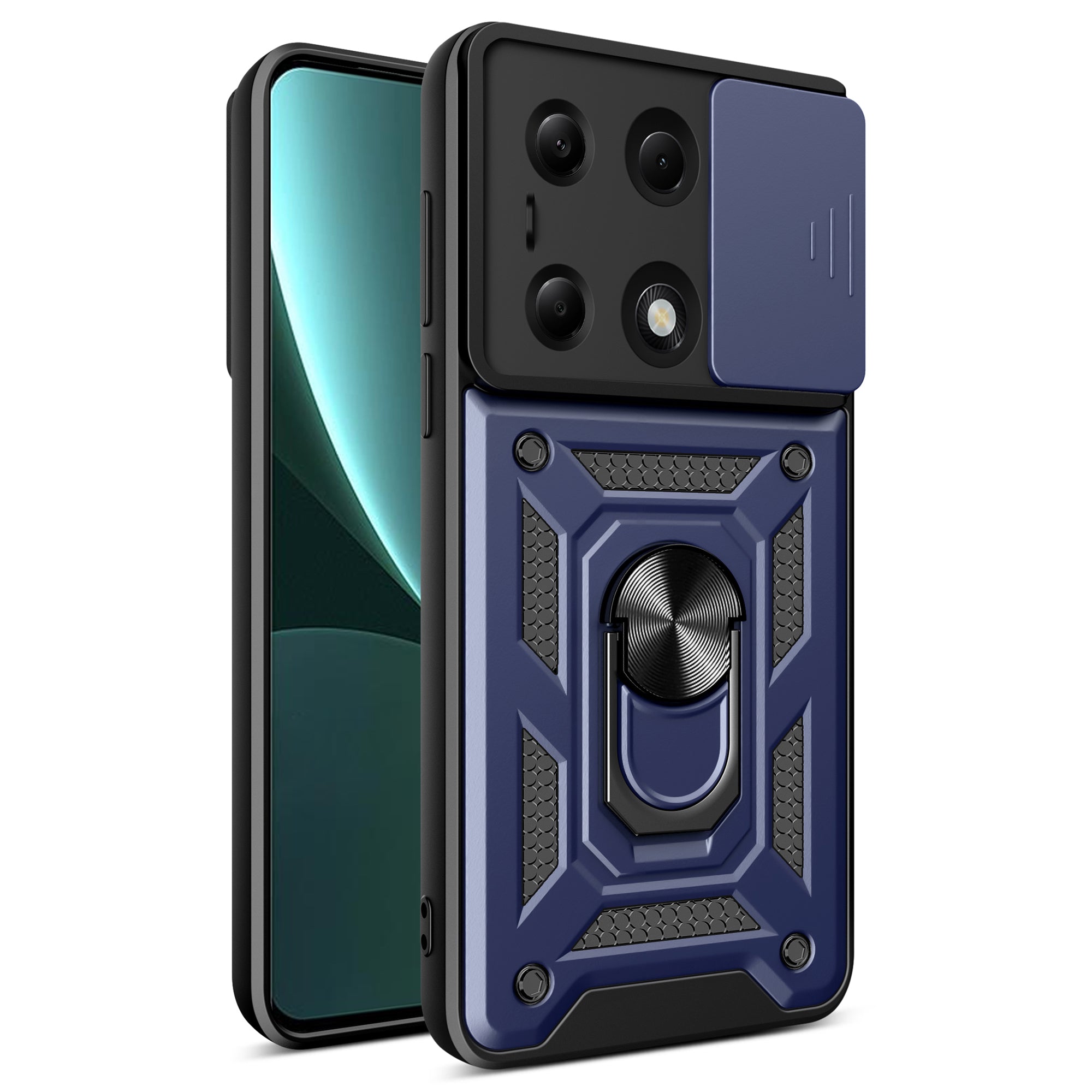 For Xiaomi Redmi Note 13 Pro 4G / Poco M6 Pro 4G Phone Case Slide Lens Guard Bump Proof PC+TPU Shell