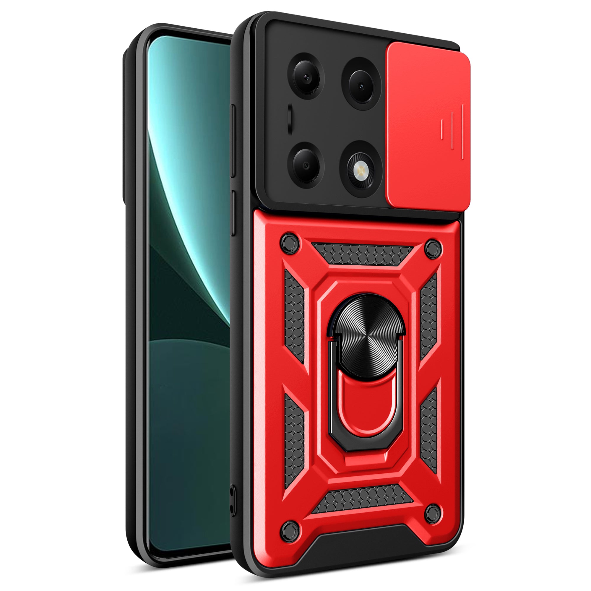 For Xiaomi Redmi Note 13 Pro 4G / Poco M6 Pro 4G Phone Case Slide Lens Guard Bump Proof PC+TPU Shell