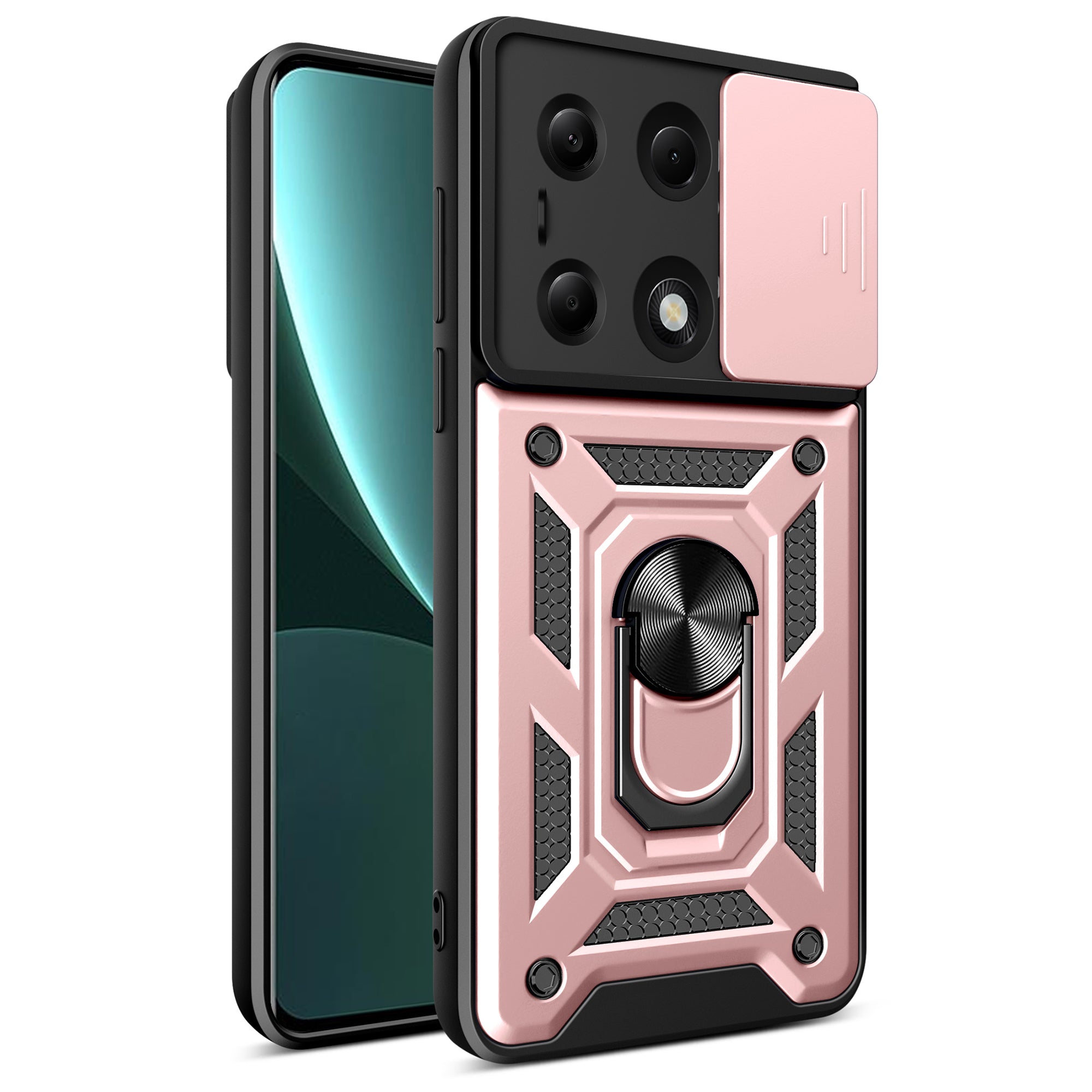 For Xiaomi Redmi Note 13 Pro 4G / Poco M6 Pro 4G Phone Case Slide Lens Guard Bump Proof PC+TPU Shell
