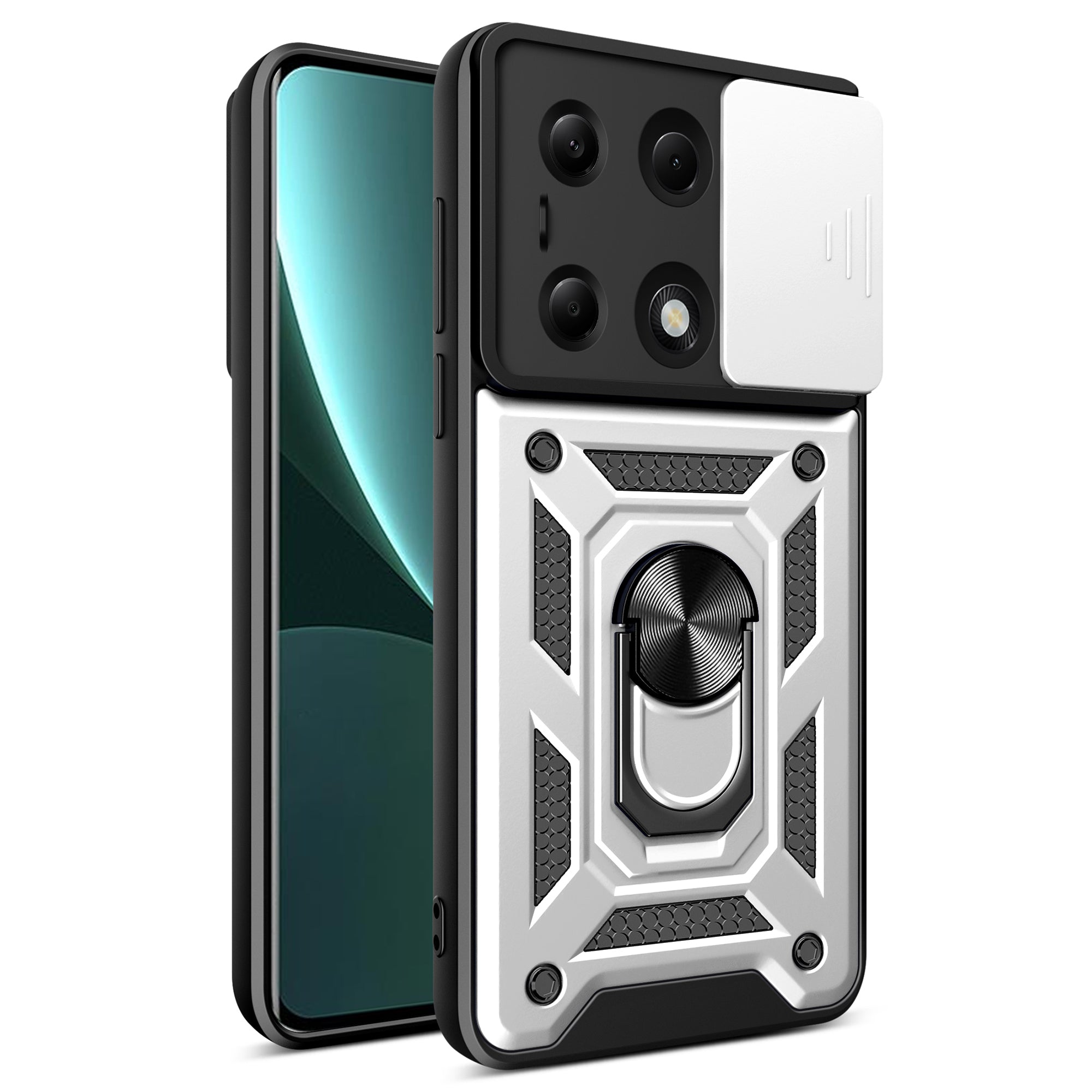For Xiaomi Redmi Note 13 Pro 4G / Poco M6 Pro 4G Phone Case Slide Lens Guard Bump Proof PC+TPU Shell