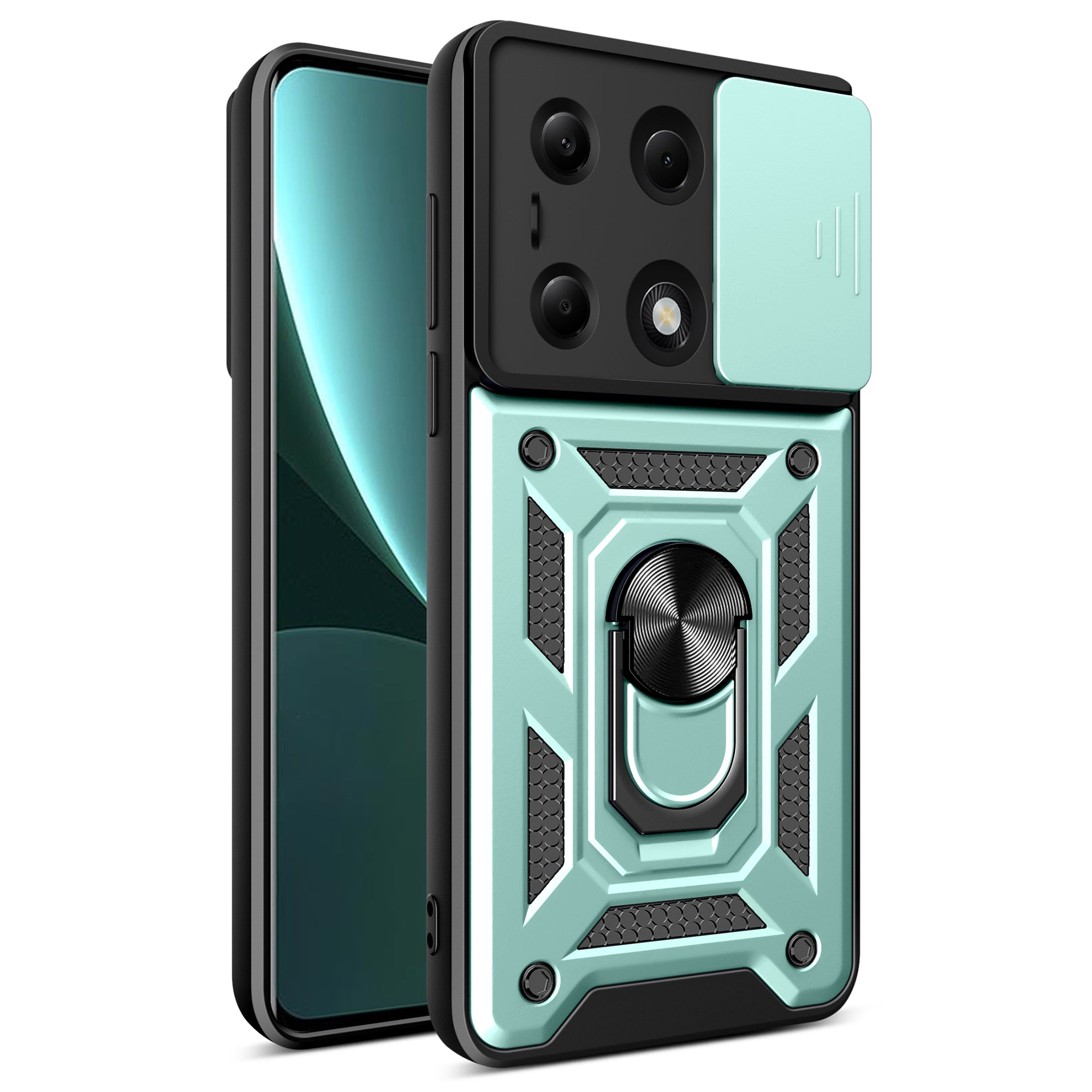For Xiaomi Redmi Note 13 Pro 4G / Poco M6 Pro 4G Phone Case Slide Lens Guard Bump Proof PC+TPU Shell