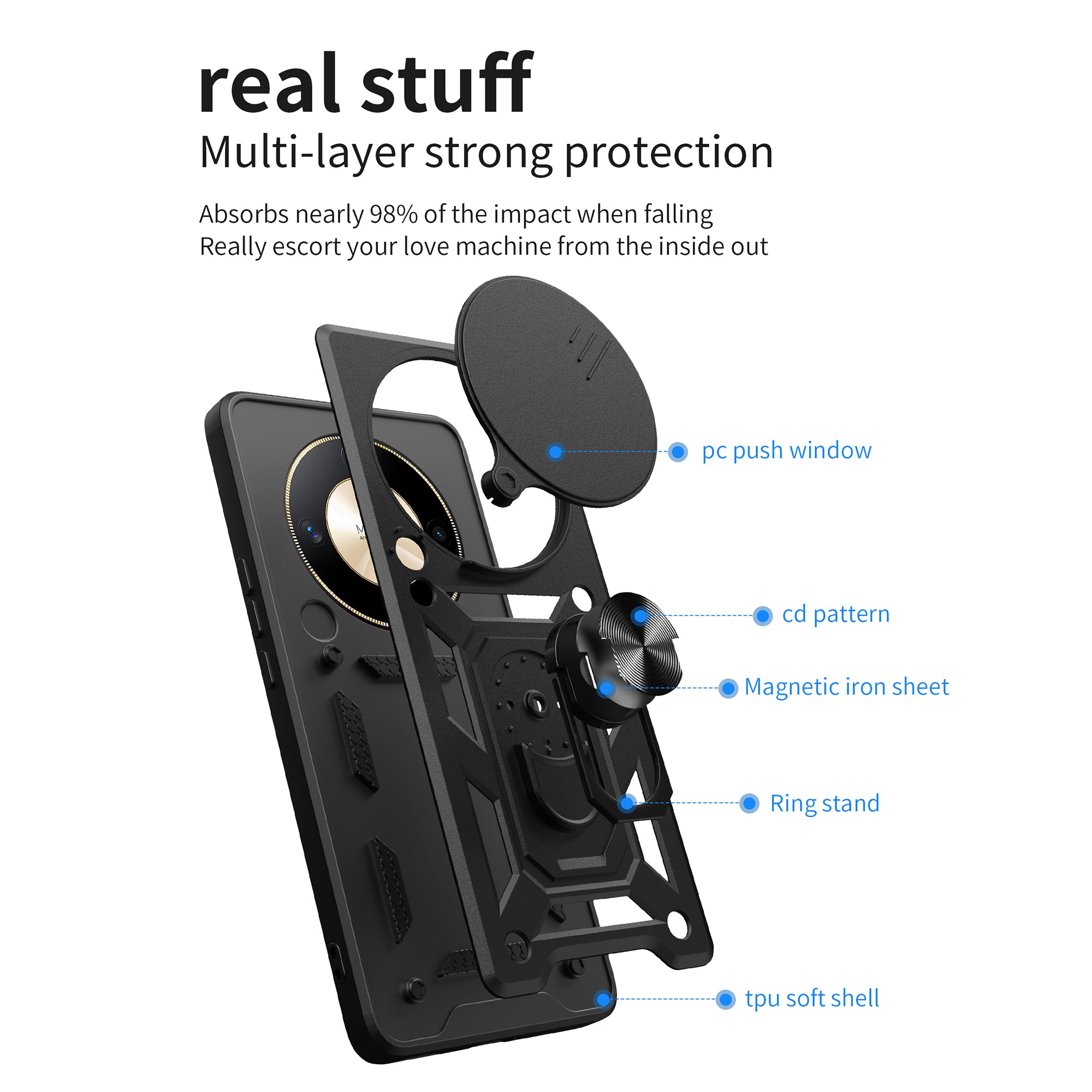 For Honor X9b 5G / Magic6 Lite 5G Cell Phone Cases TPU+PC Slide Lens Protection Cover