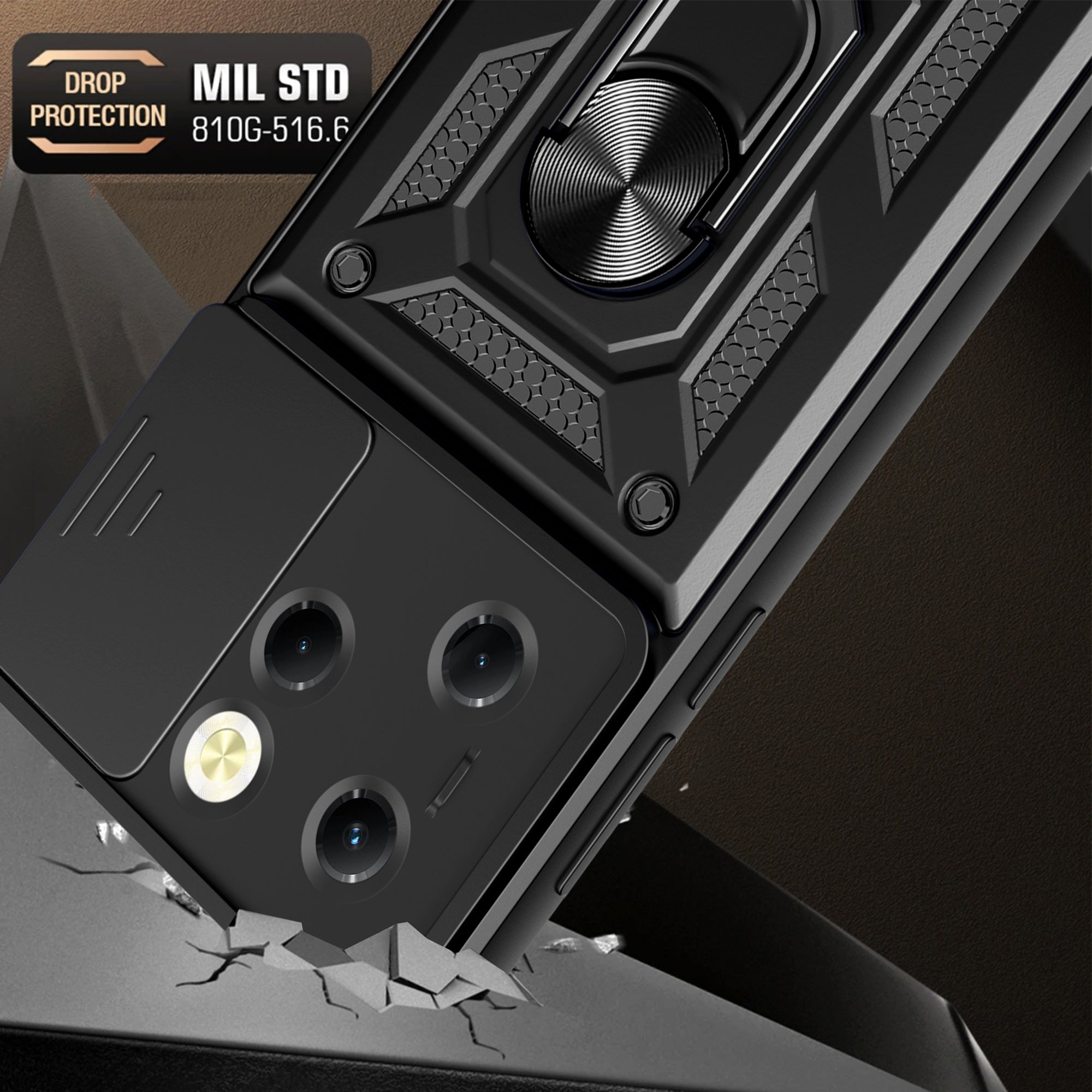 For Transsion Infinix Hot 40 / Hot 40 Pro Case Anti-fall PC+TPU Protective Shell with Slide Lens Cover