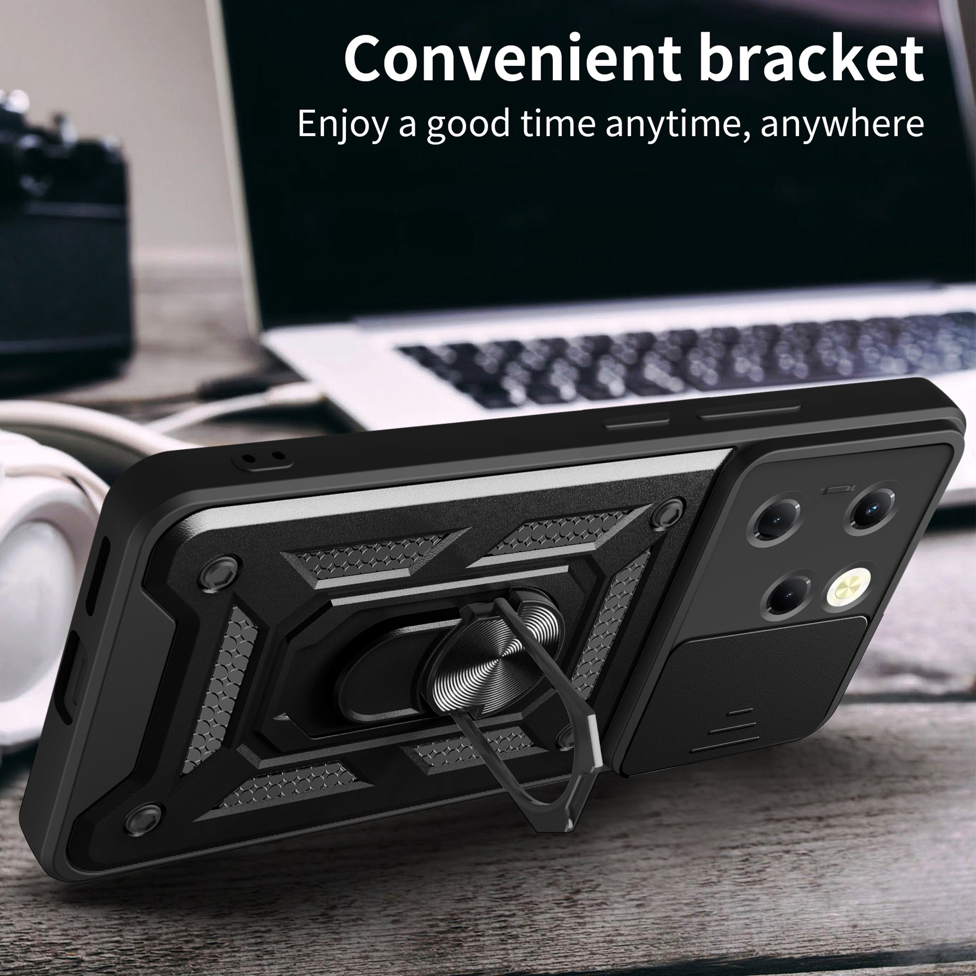 For Transsion Infinix Hot 40 / Hot 40 Pro Case Anti-fall PC+TPU Protective Shell with Slide Lens Cover