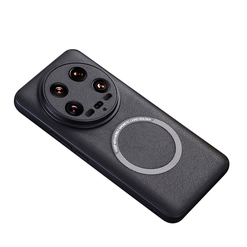 For Xiaomi 14 Ultra Magnetic Case PU Leather Coated TPU Cover Compatible with MagSafe