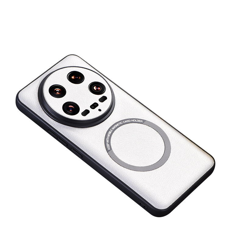 For Xiaomi 14 Ultra Magnetic Case PU Leather Coated TPU Cover Compatible with MagSafe