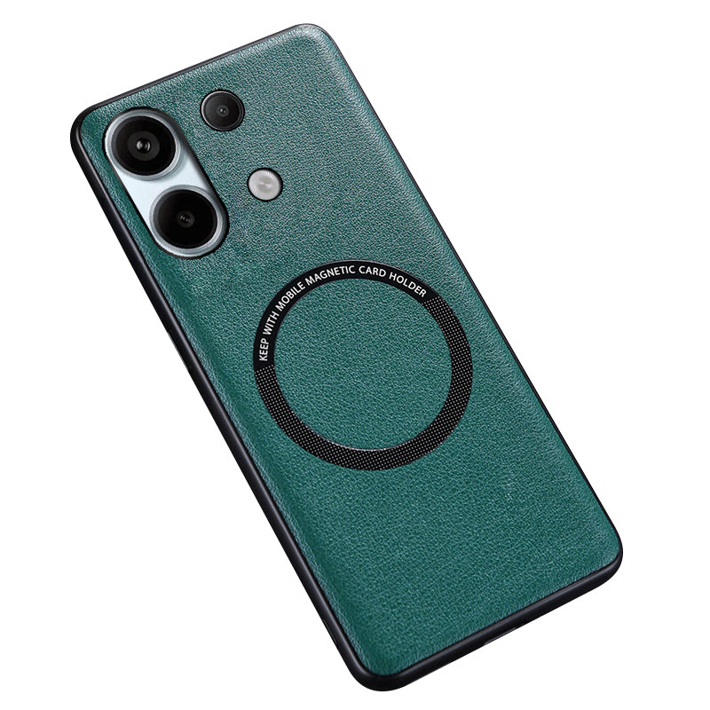 For Xiaomi Redmi Note 13 4G Magnetic Case PU Leather Coated TPU Phone Cover