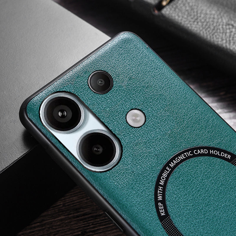 For Xiaomi Redmi Note 13 4G Magnetic Case PU Leather Coated TPU Phone Cover