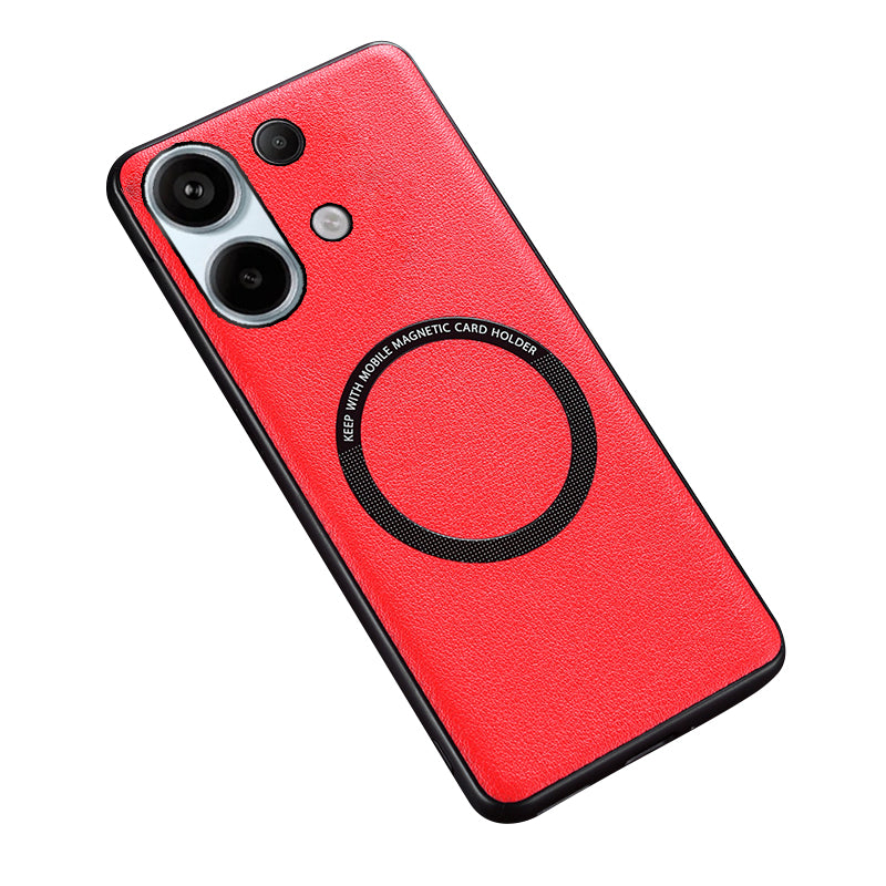 For Xiaomi Redmi Note 13 4G Magnetic Case PU Leather Coated TPU Phone Cover