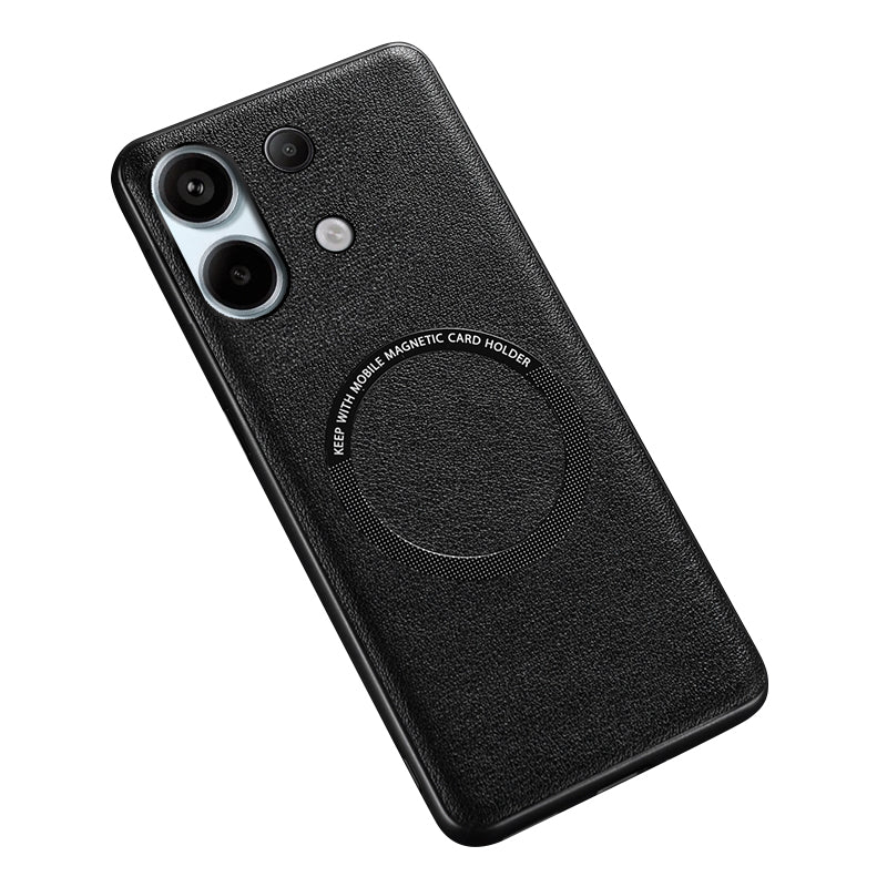 For Xiaomi Redmi Note 13 4G Magnetic Case PU Leather Coated TPU Phone Cover