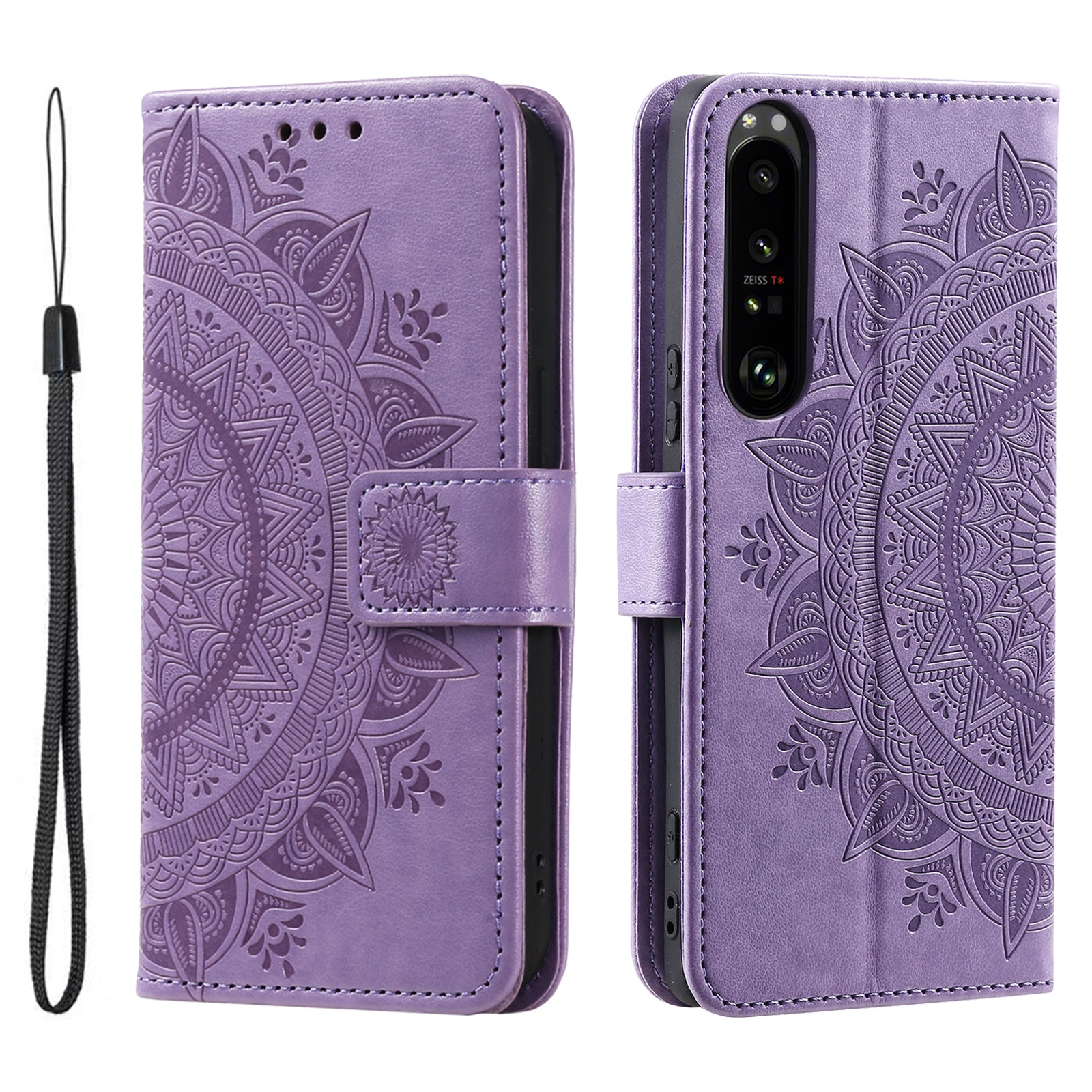For Sony Xperia 1 VI Leather Case Mandala Flower Imprinted Folio Phone Cover