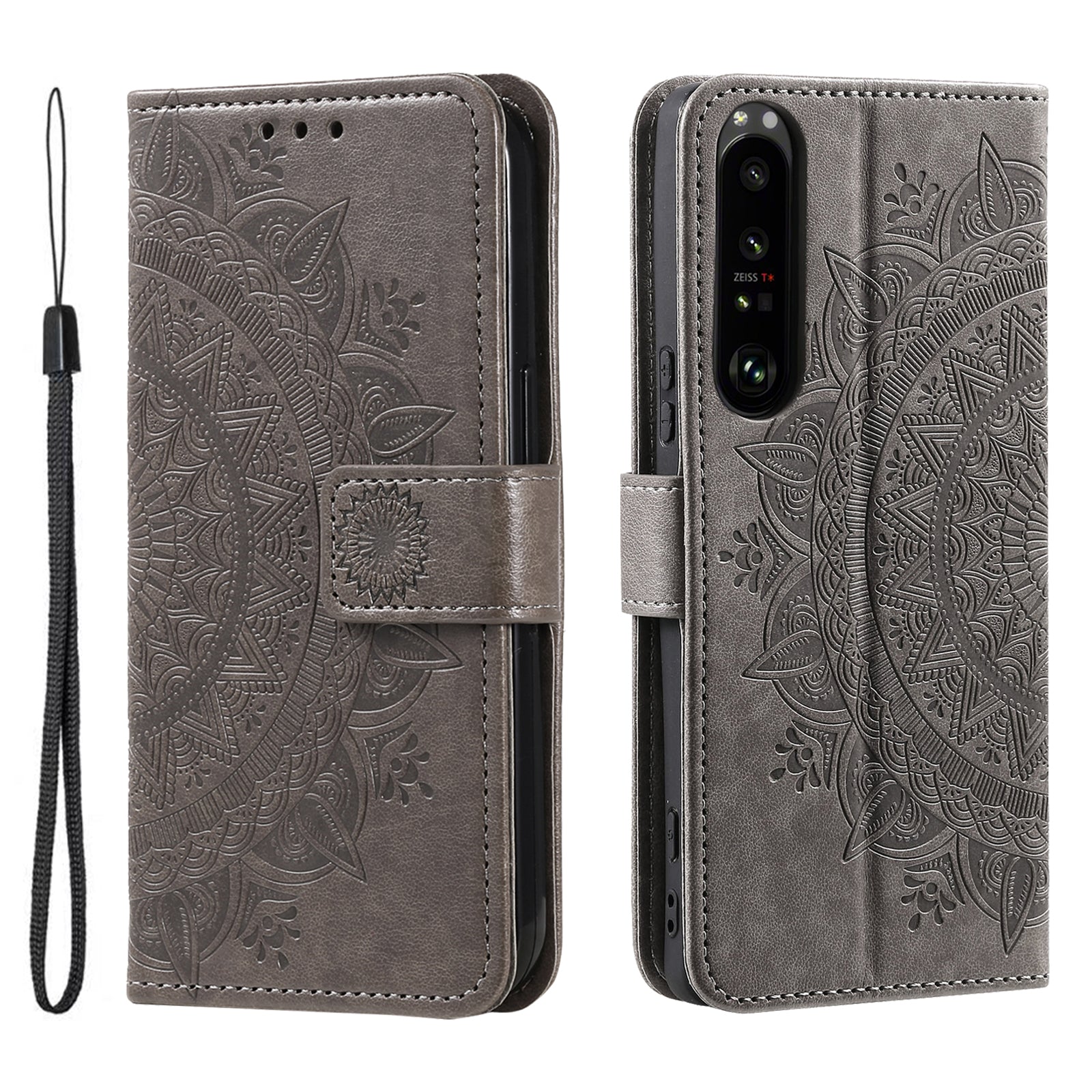 For Sony Xperia 1 VI Leather Case Mandala Flower Imprinted Folio Phone Cover