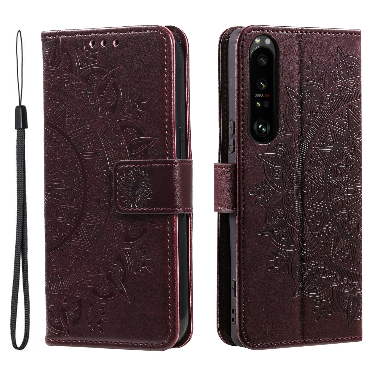 For Sony Xperia 1 VI Leather Case Mandala Flower Imprinted Folio Phone Cover