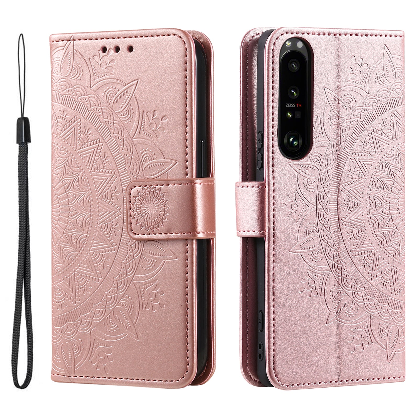 For Sony Xperia 1 VI Leather Case Mandala Flower Imprinted Folio Phone Cover