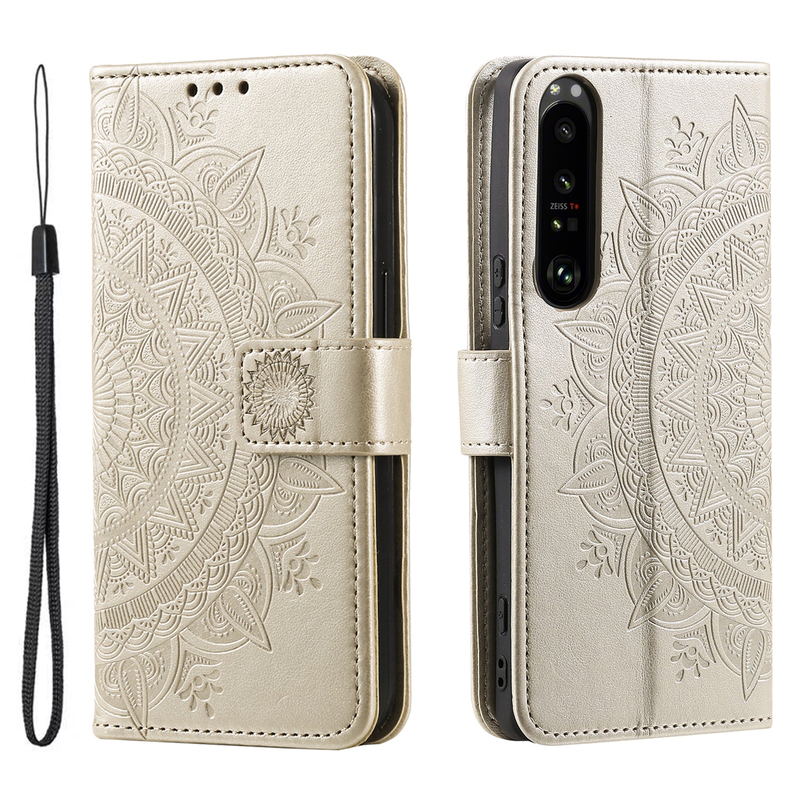 For Sony Xperia 1 VI Leather Case Mandala Flower Imprinted Folio Phone Cover