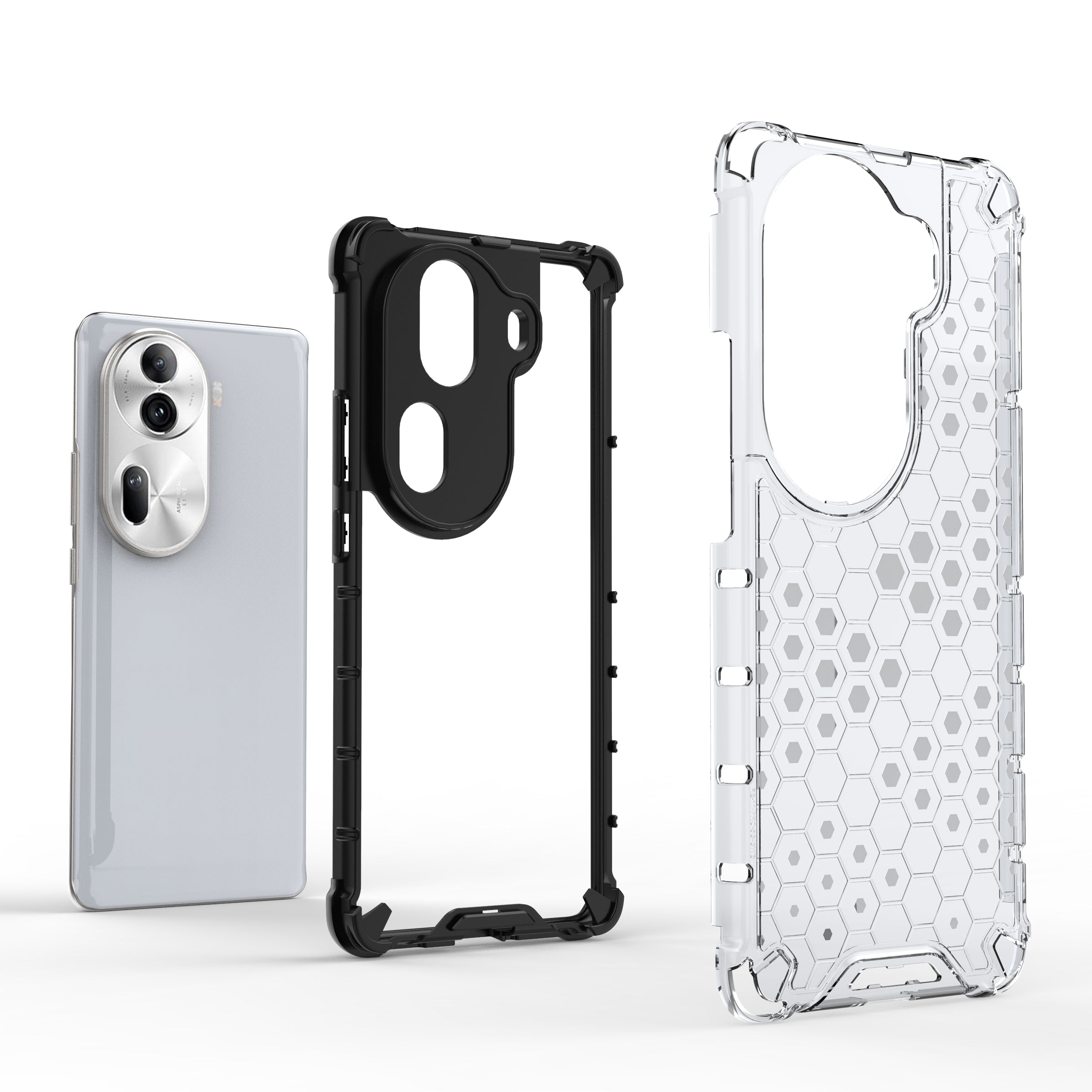 For Oppo Reno11 Pro 5G (Global) Case TPU+PC Back Phone Cover with Honeycomb Design
