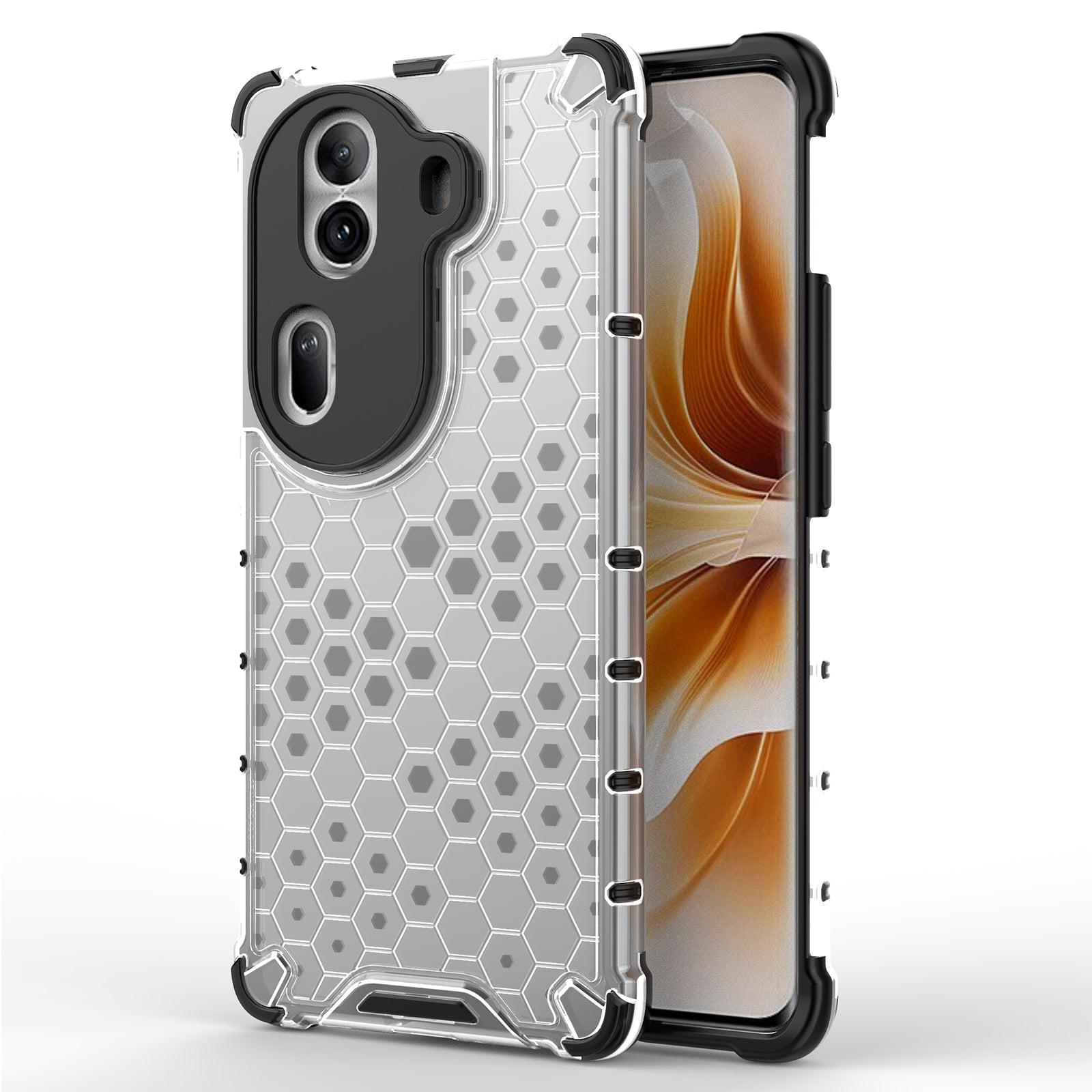 For Oppo Reno11 Pro 5G (Global) Case TPU+PC Back Phone Cover with Honeycomb Design