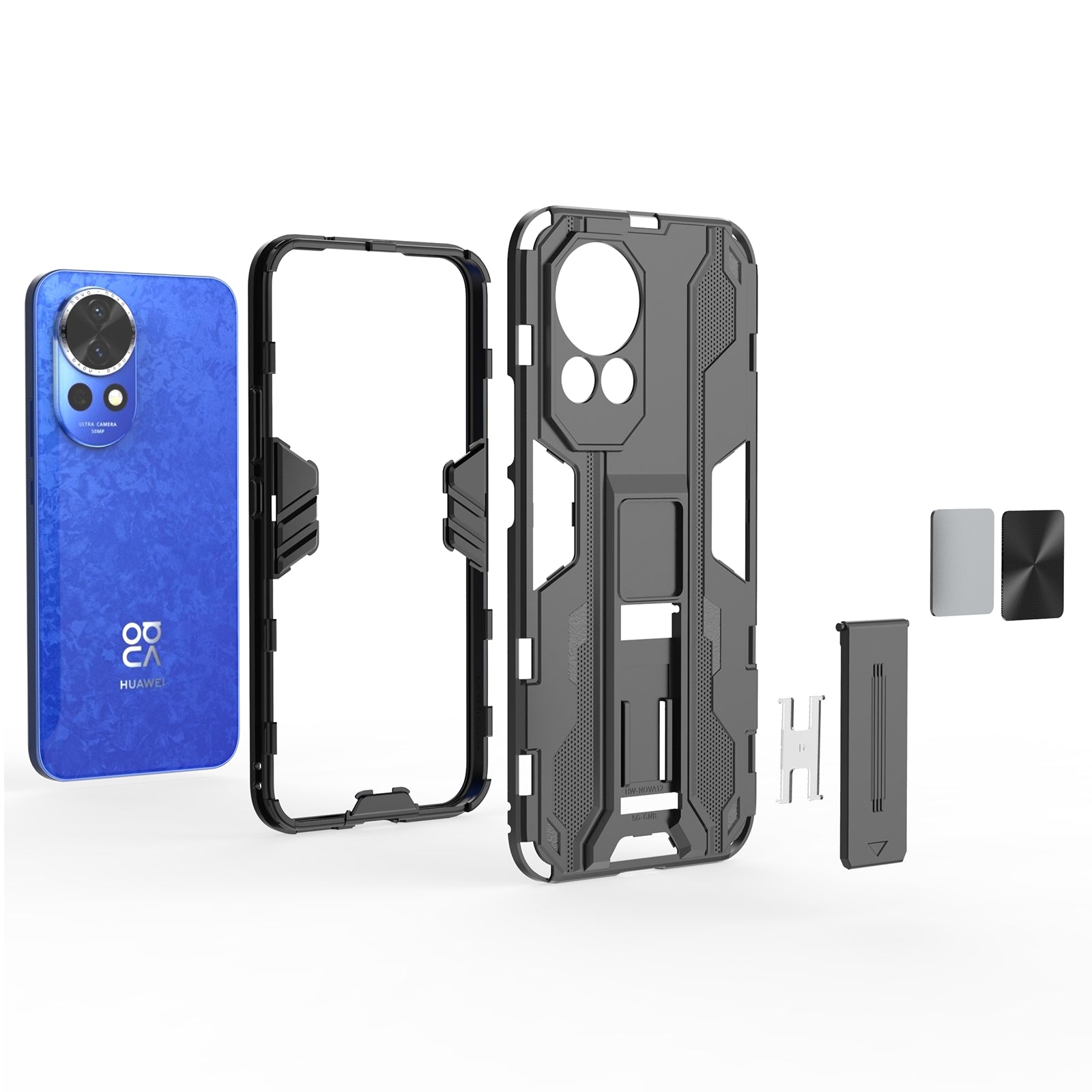 For Huawei nova 12 5G Case PC + TPU Scratch-proof Phone Cover with Foldable Kickstand