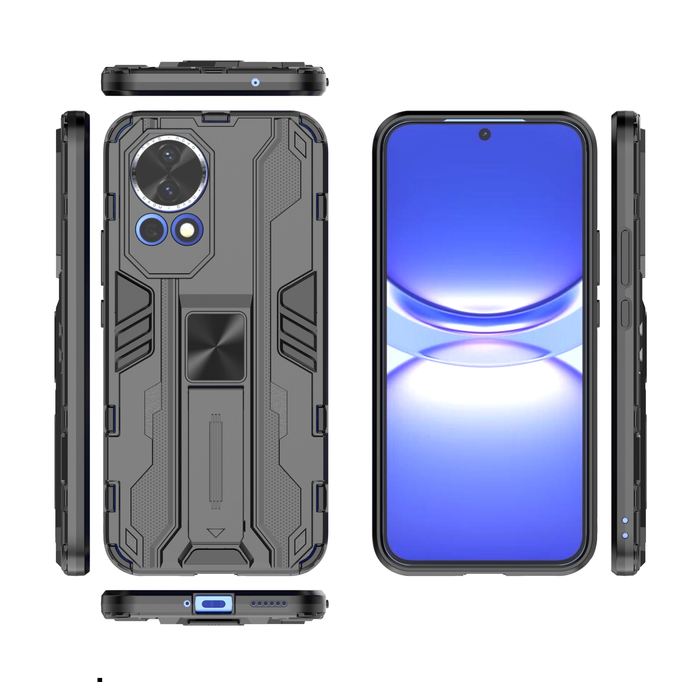 For Huawei nova 12 5G Case PC + TPU Scratch-proof Phone Cover with Foldable Kickstand
