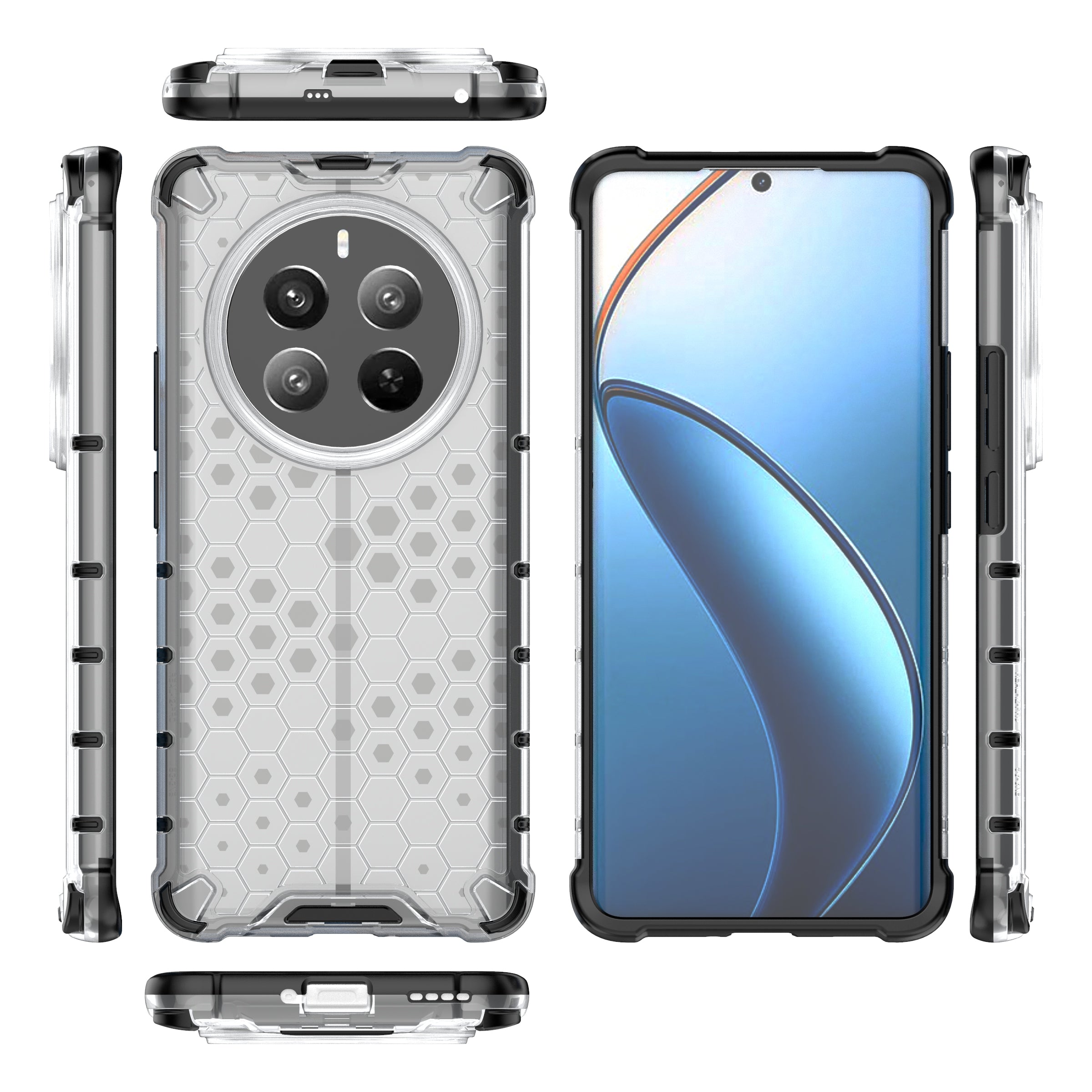 For Realme 12 Pro 5G / 12 Pro+ 5G Case Honeycomb Design TPU+PC Smart Phone Cover