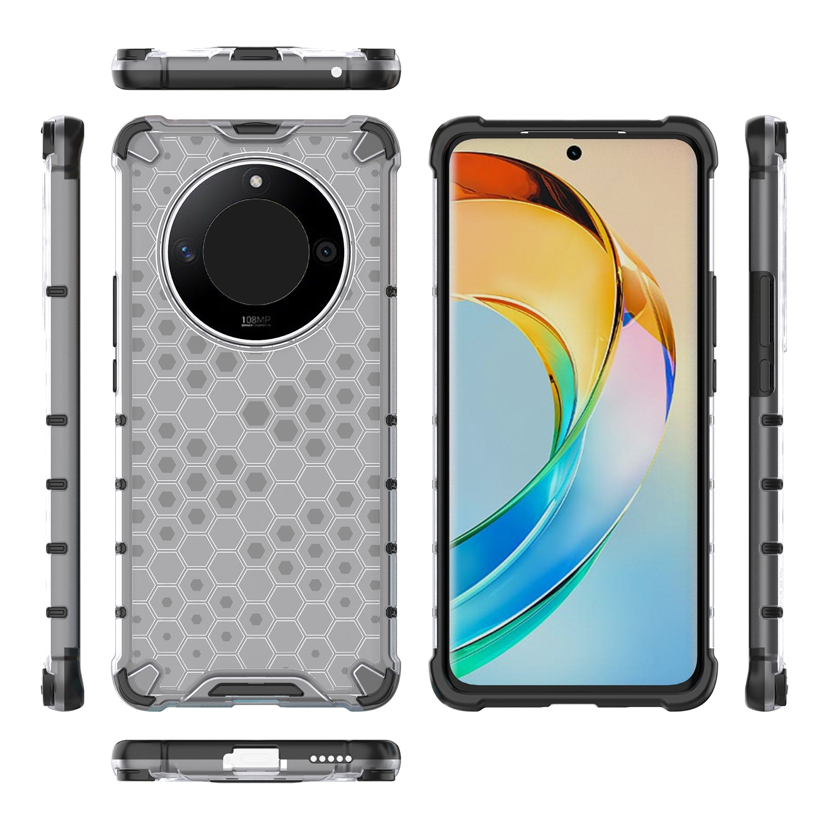 For Honor X50 5G / X9b 5G / Magic6 Lite 5G Case PC+TPU Anti-scratch Phone Shell with Honeycomb Design