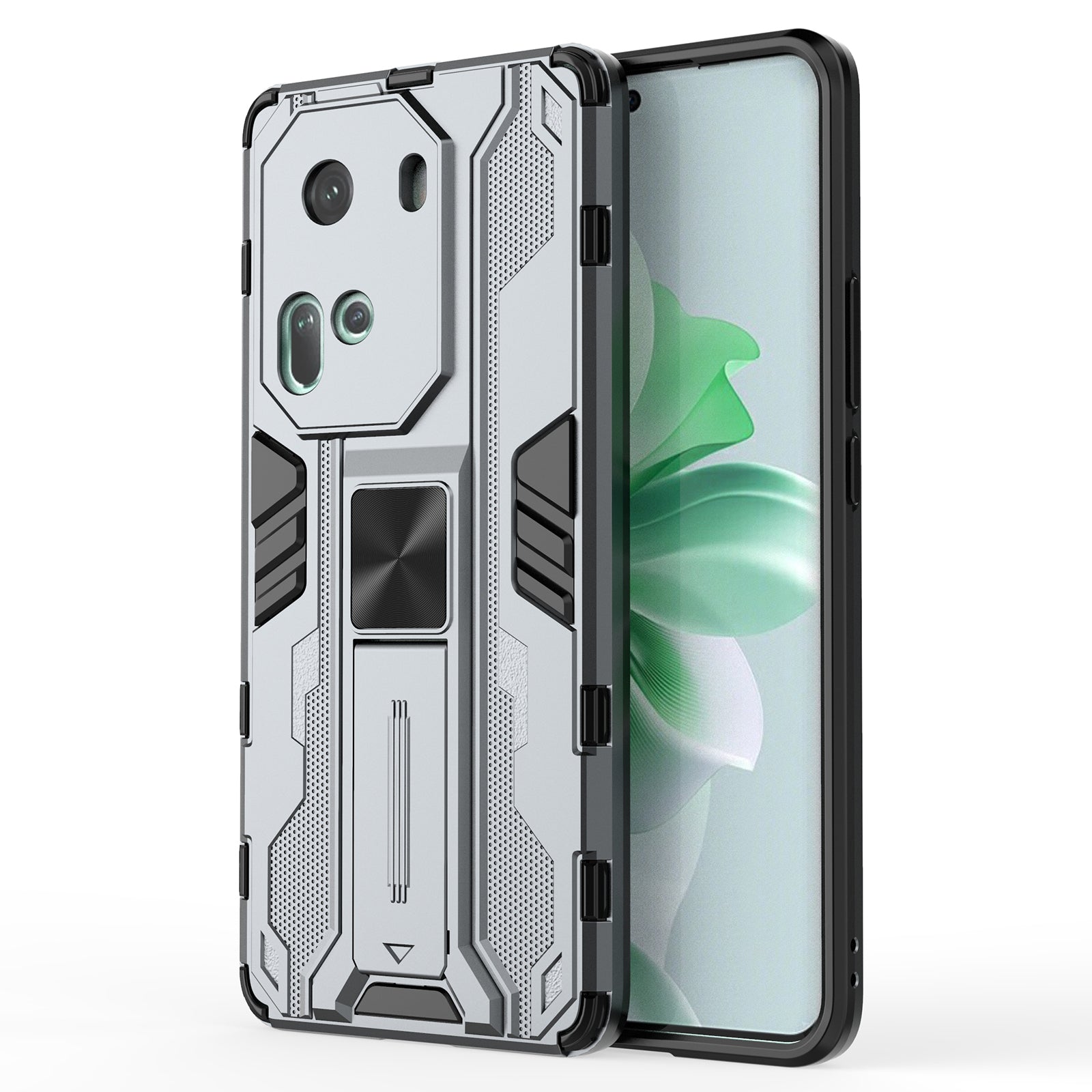 For Oppo Reno11 5G (Global) Hybrid Case PC + TPU Shockproof Kickstand Phone Shell