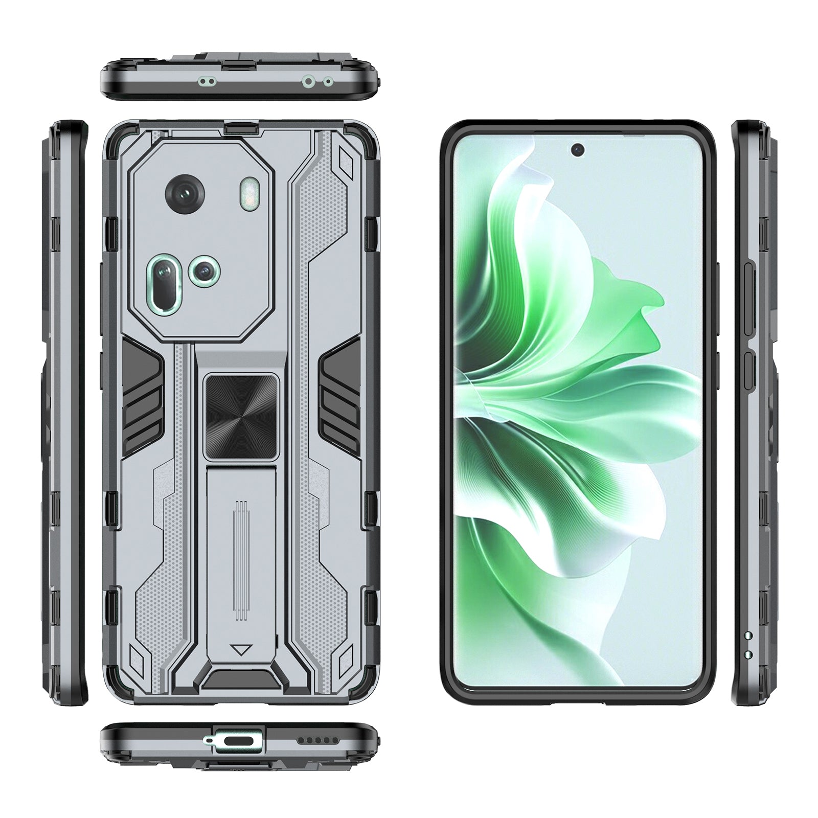 For Oppo Reno11 5G (Global) Hybrid Case PC + TPU Shockproof Kickstand Phone Shell