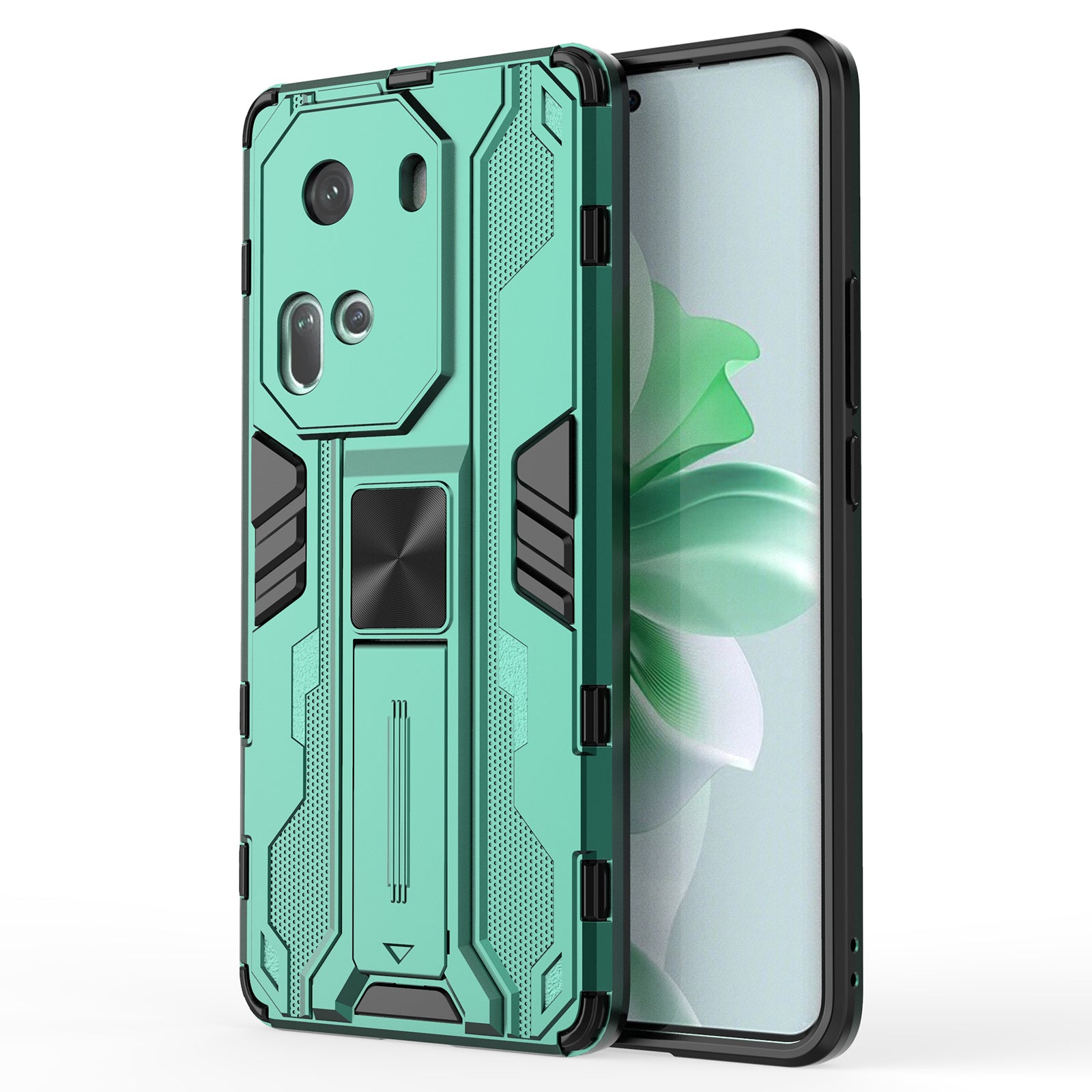 For Oppo Reno11 5G (Global) Hybrid Case PC + TPU Shockproof Kickstand Phone Shell
