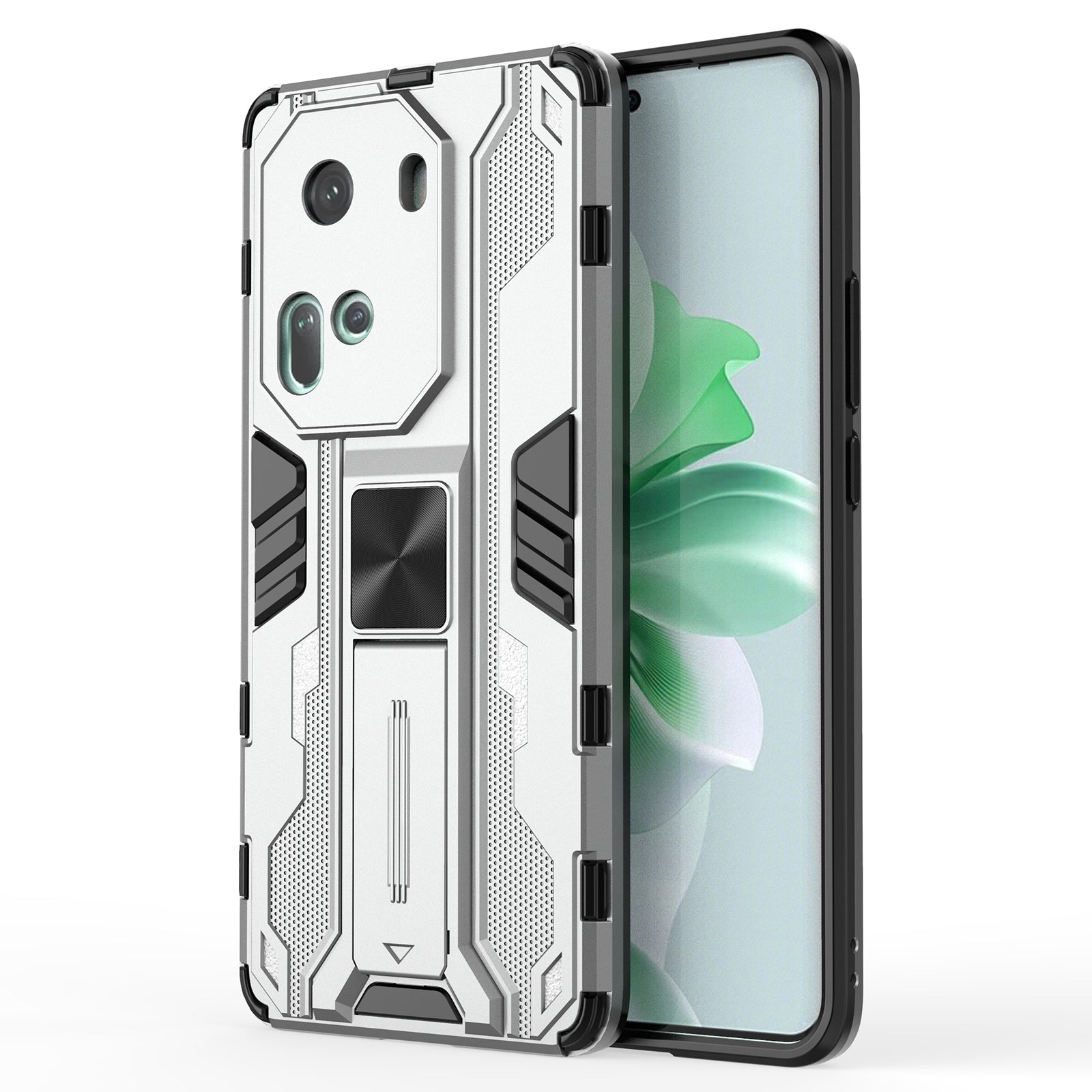 For Oppo Reno11 5G (Global) Hybrid Case PC + TPU Shockproof Kickstand Phone Shell
