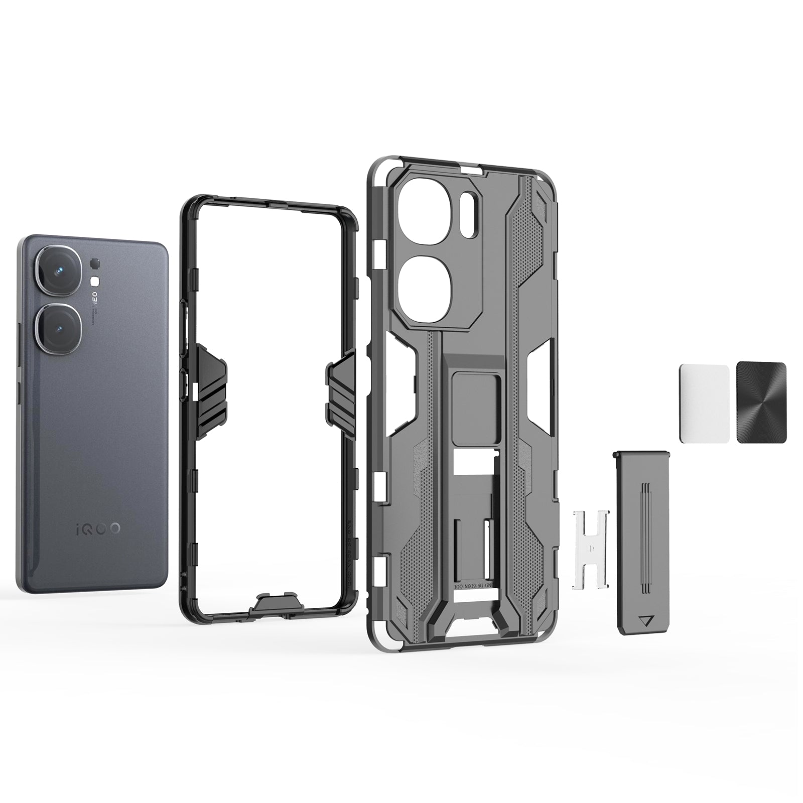For vivo iQOO Neo9 5G Case Scratch-proof PC + TPU Kickstand Cell Phone Cover