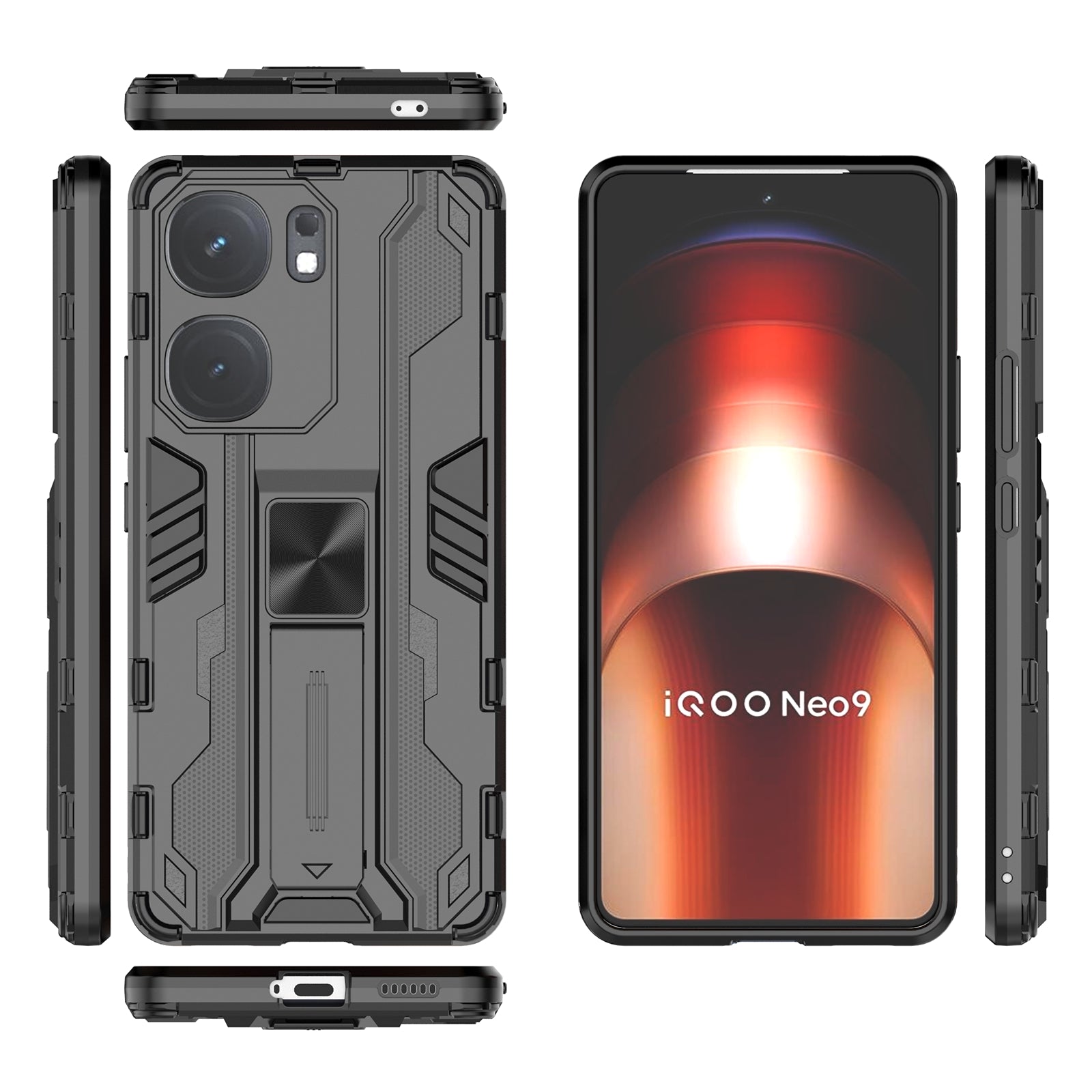 For vivo iQOO Neo9 5G Case Scratch-proof PC + TPU Kickstand Cell Phone Cover