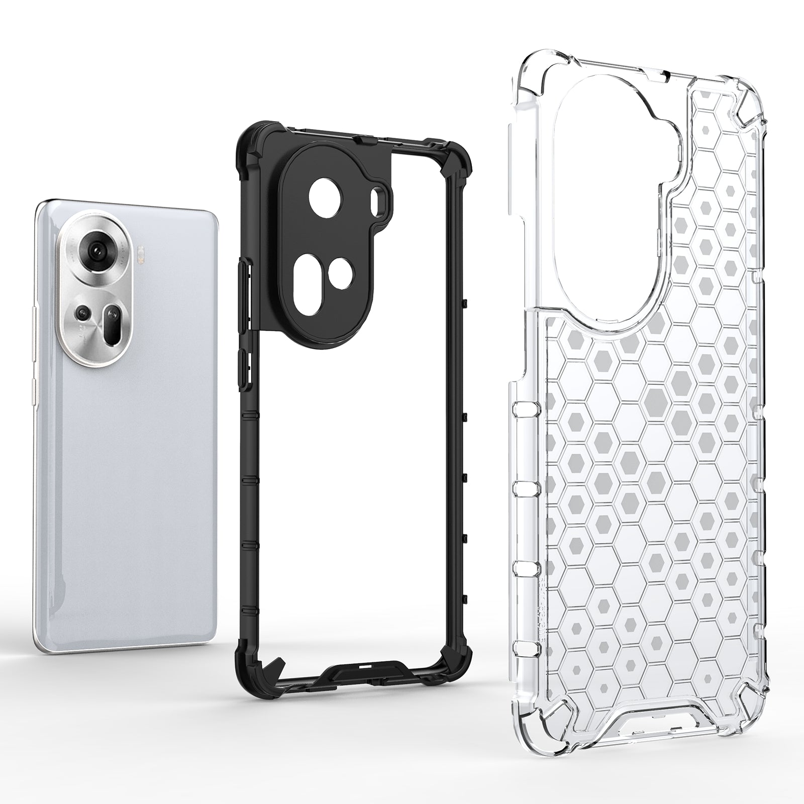 For Oppo Reno11 5G (Global) Cell Phone Case Scratch-proof Honeycomb Design Cover