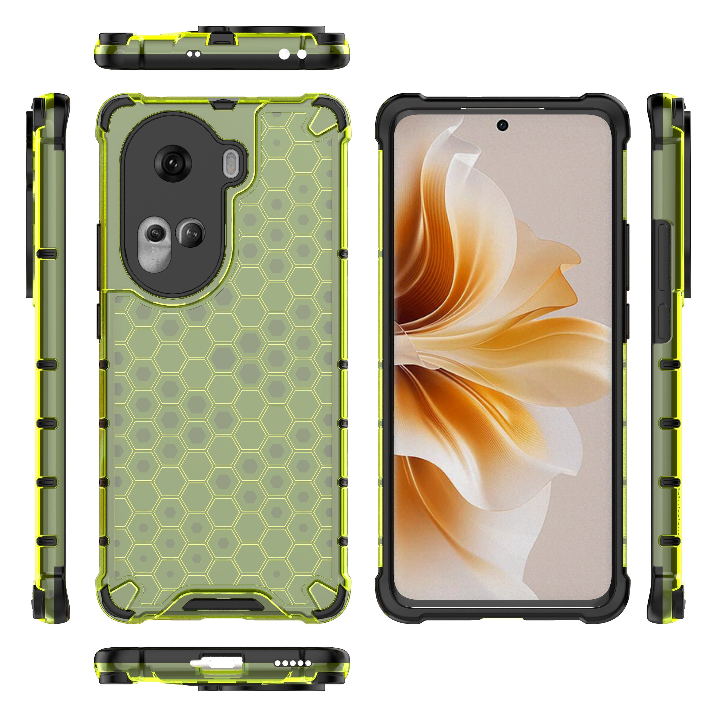 For Oppo Reno11 5G (Global) Cell Phone Case Scratch-proof Honeycomb Design Cover