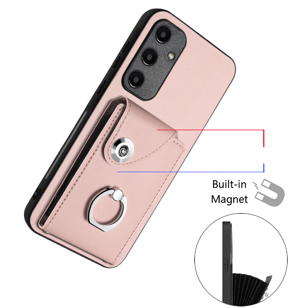 YB Leather Coating Series-7 for Samsung Galaxy A55 5G Shockproof Phone Case with Ring Kickstand