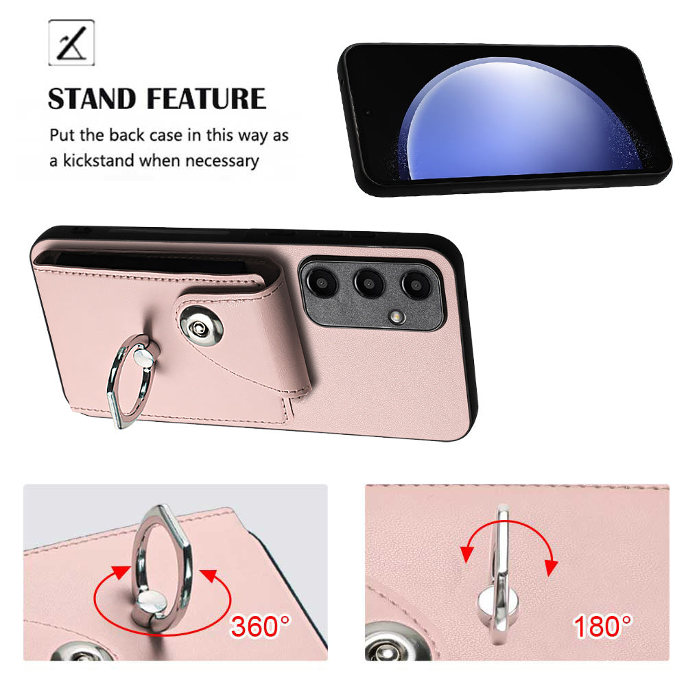 YB Leather Coating Series-7 for Samsung Galaxy A55 5G Shockproof Phone Case with Ring Kickstand