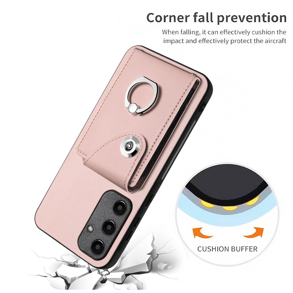 YB Leather Coating Series-7 for Samsung Galaxy A55 5G Shockproof Phone Case with Ring Kickstand