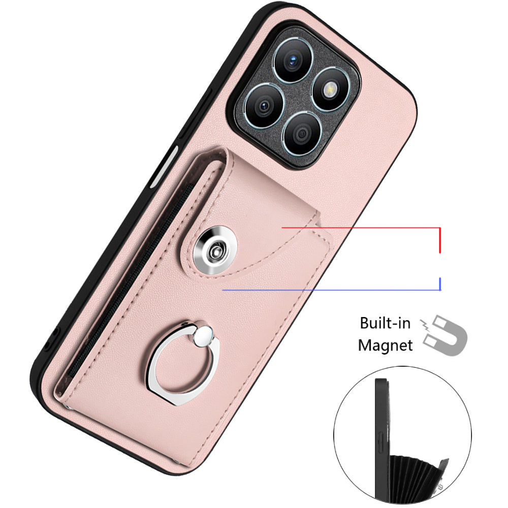 YB Leather Coating Series-7 for Honor X8b 4G Case Leather+TPU Phone Shell with 6 Card Slots